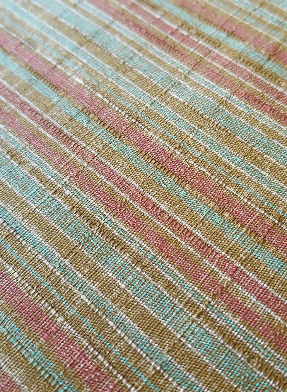 Morikiku Japanese cotton dobby fabric Stripes M2070-3B orange red green