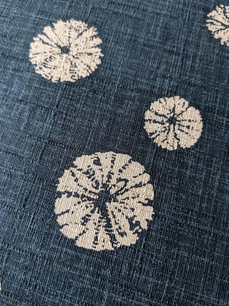 Morikiku Shibori Sand Dollars Japanese cotton dobby fabric PRINT M18000-A22 blue beige