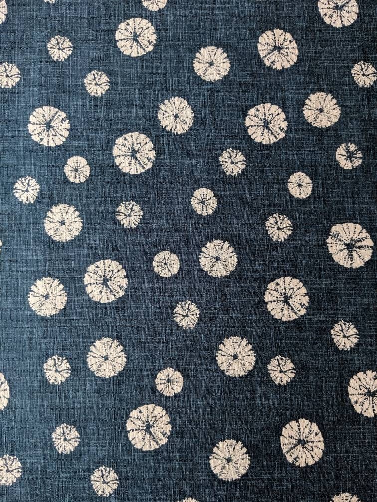 Morikiku Shibori Sand Dollars Japanese cotton dobby fabric PRINT M18000-A22 blue beige