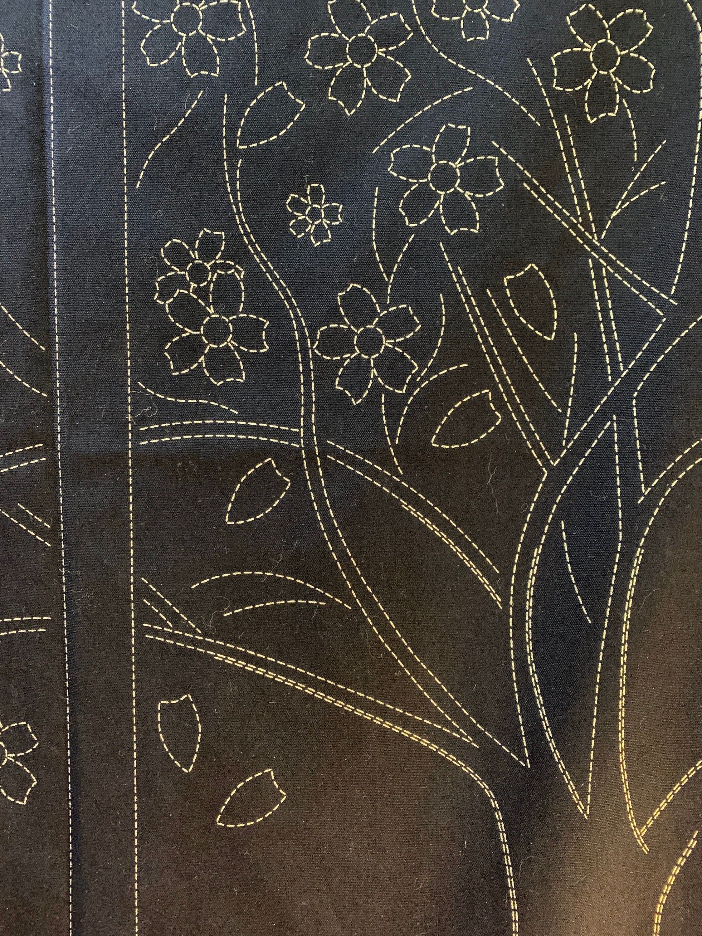 Orimono Imports - Sakura Cherry Tree Sashiko Washout Fabric Panel