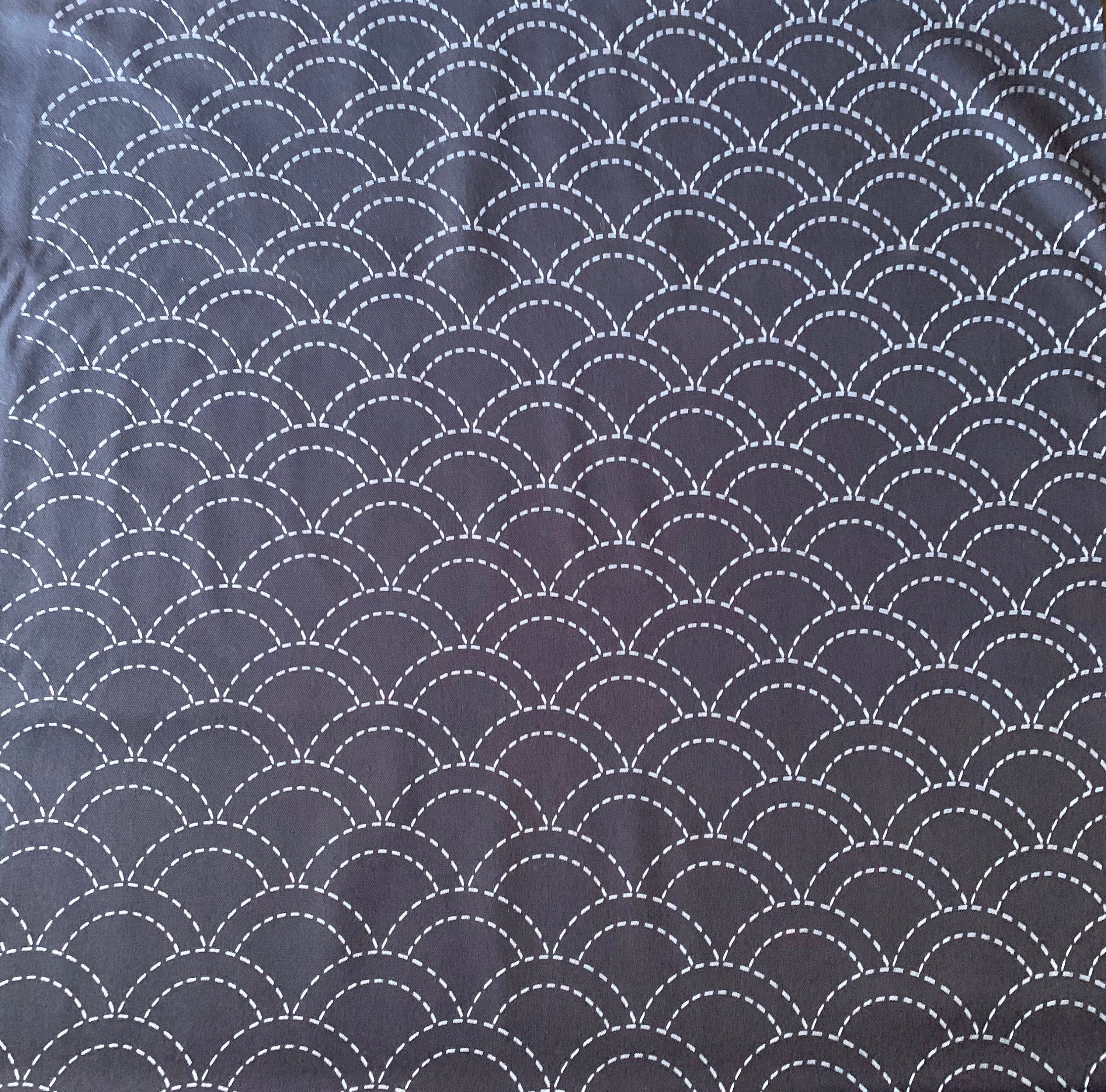 Olympus - Waves Pre-Printed Sashiko Cotton Fabric - Navy