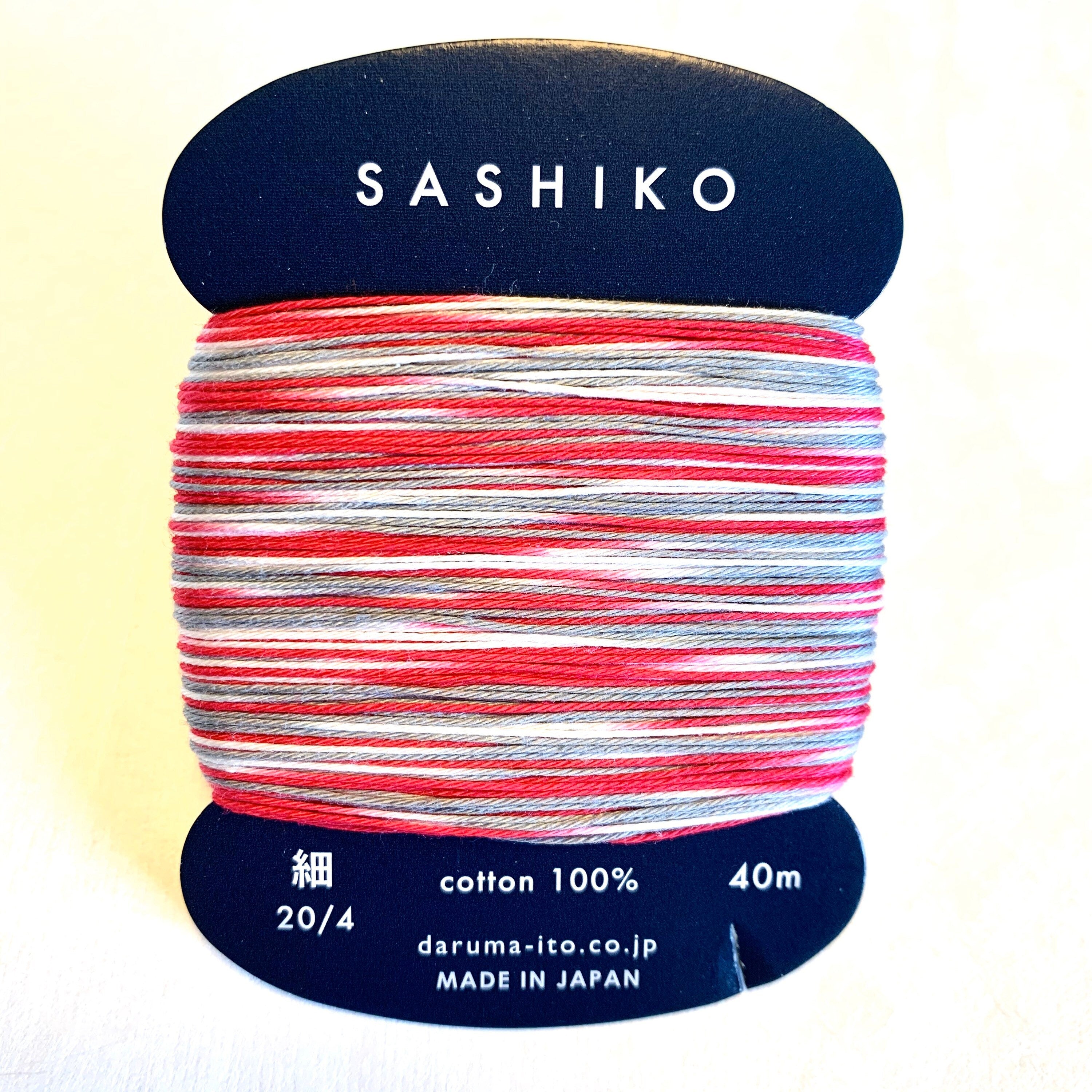 Daruma - Cotton Sashiko Thread 40m Card 20/4 - #403 Variegated Red White and Gray