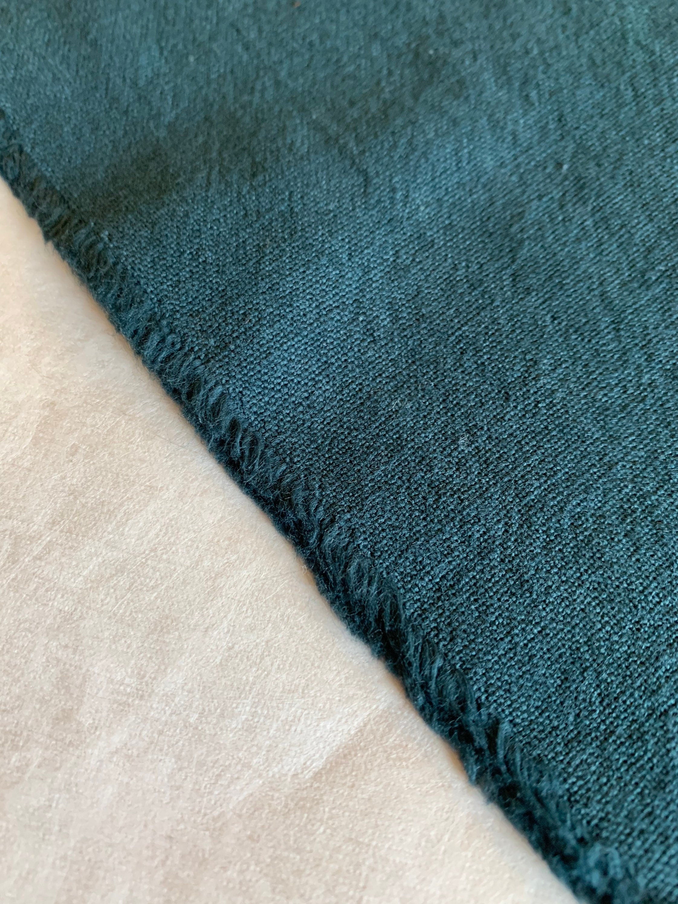 Cosmo Japanese cotton linen blend canvas fabric AD5188-261 dark peacock green