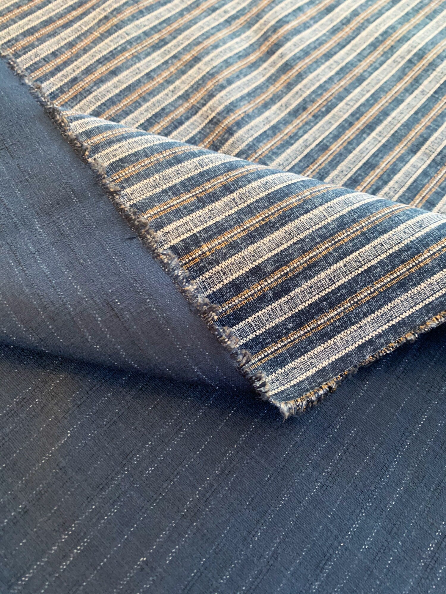 Morikiku Stripe blue Japanese cotton dobby fabric M-23200-C22