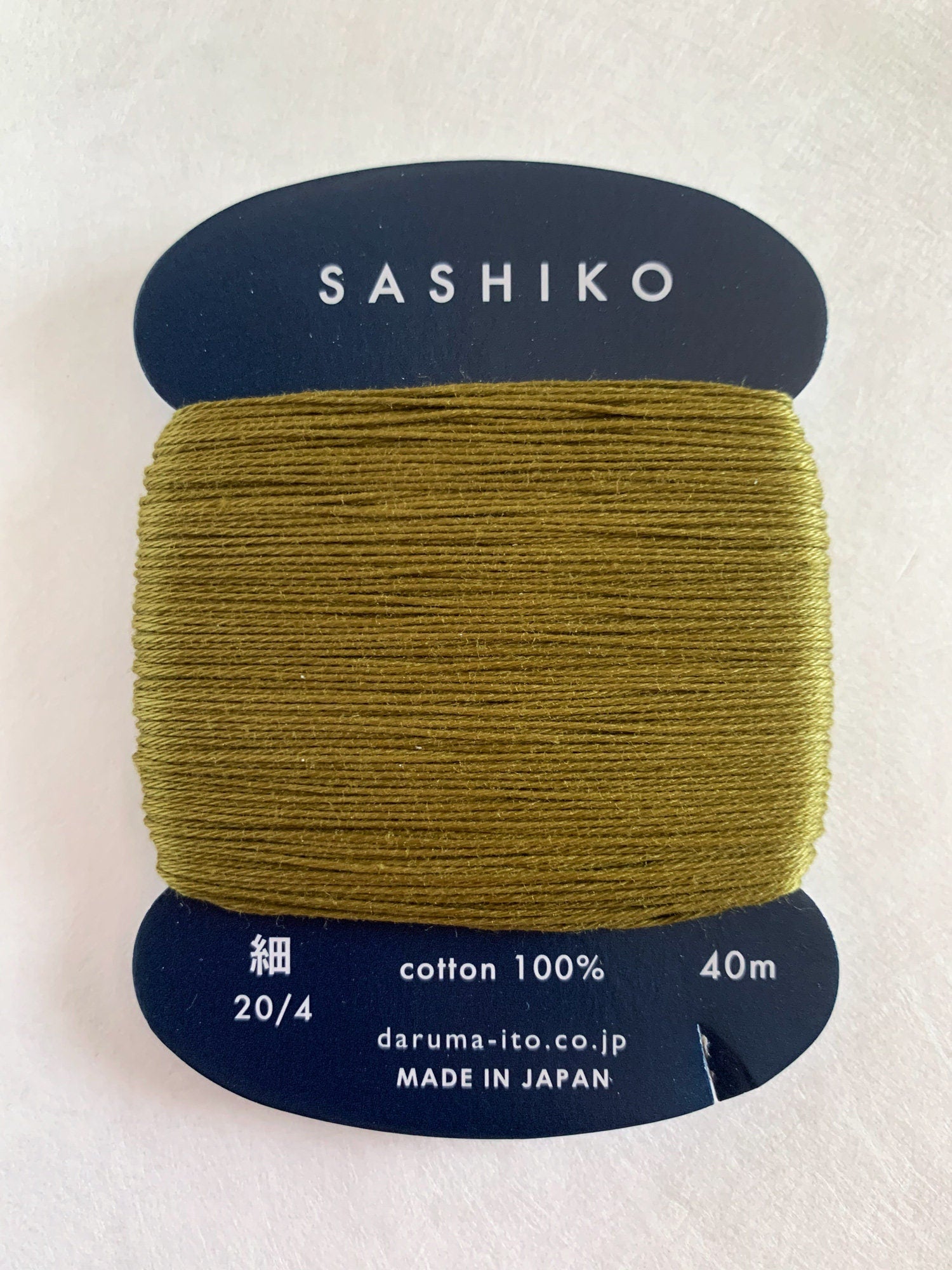 Daruma - Cotton Sashiko Thread 40m Card 20/4 - #228 Uguisu Olive