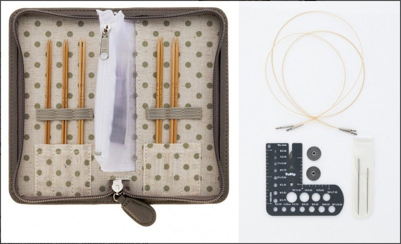 Tulip - CarryC Long Fine Gauge Interchangeable Knitting Needle Set with Case - Bamboo