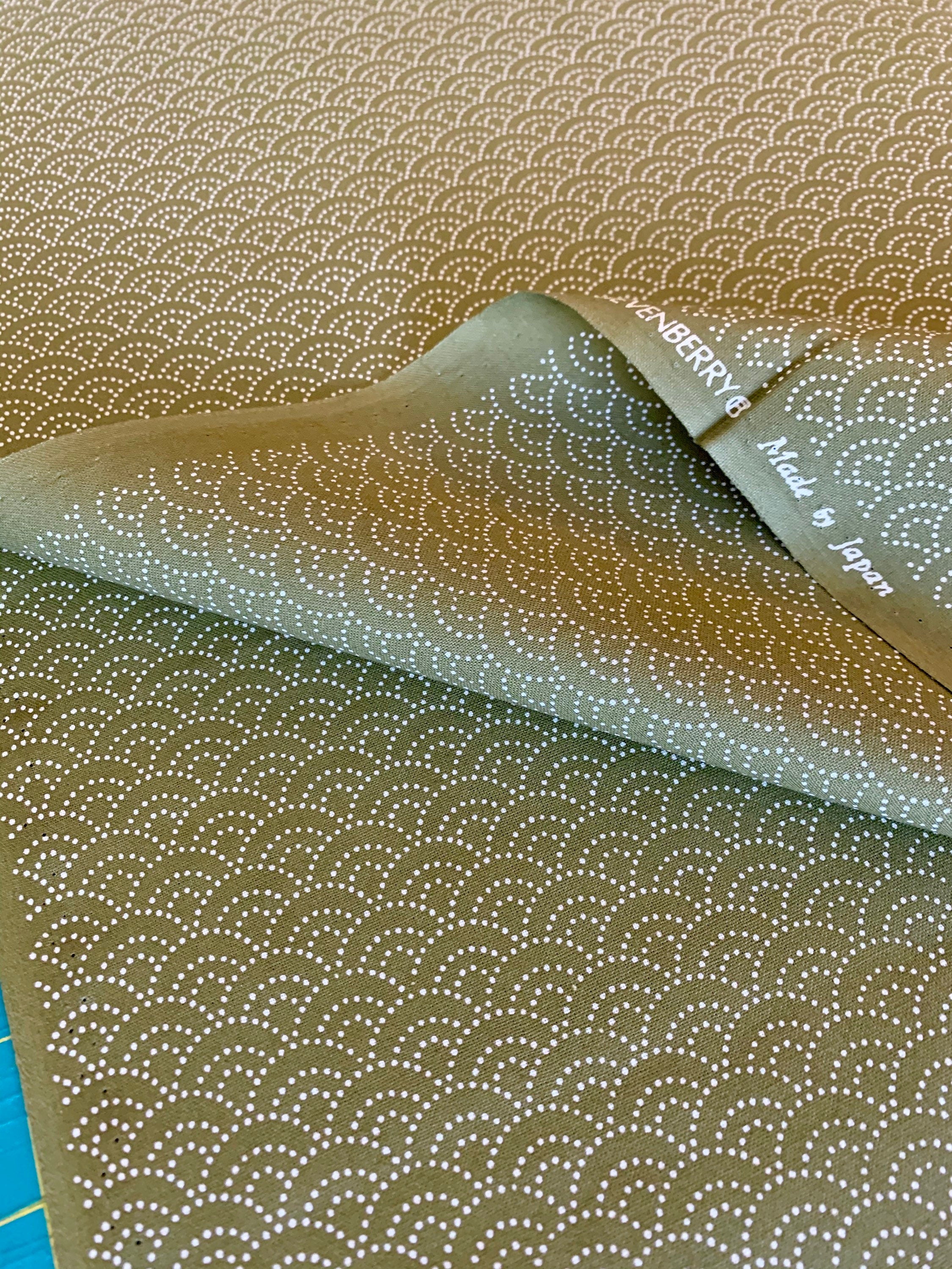 Sevenberry Dotted Waves in sage green Japanese cotton fabric 88222-3-3