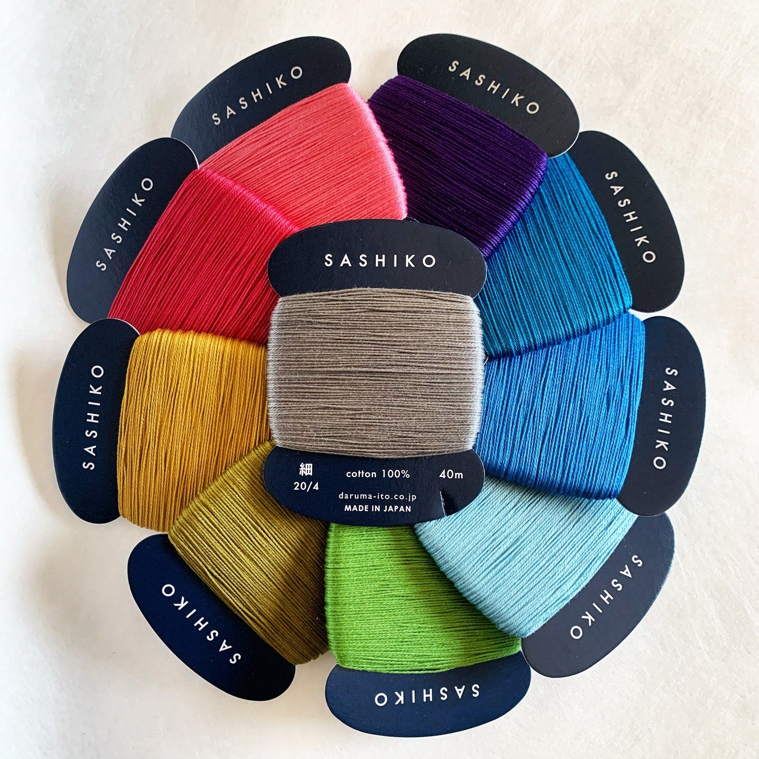 Daruma #223 GRAPE Japanese Cotton SASHIKO thread 40 meter card 20/4 ぶどう grape purple