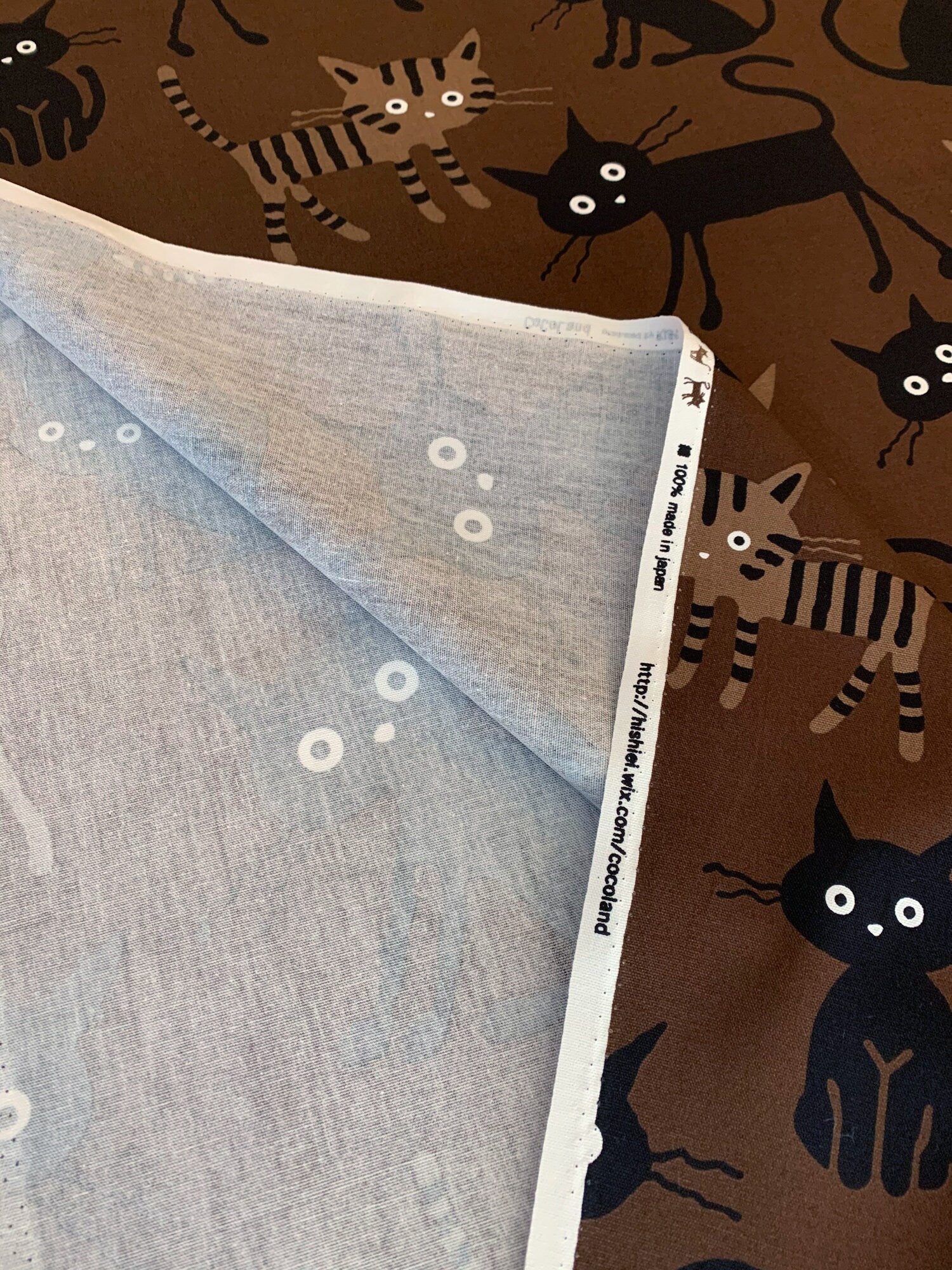 Cocoland Big Cats Japanese oxford cotton canvas H-CO-10002-12-D brown