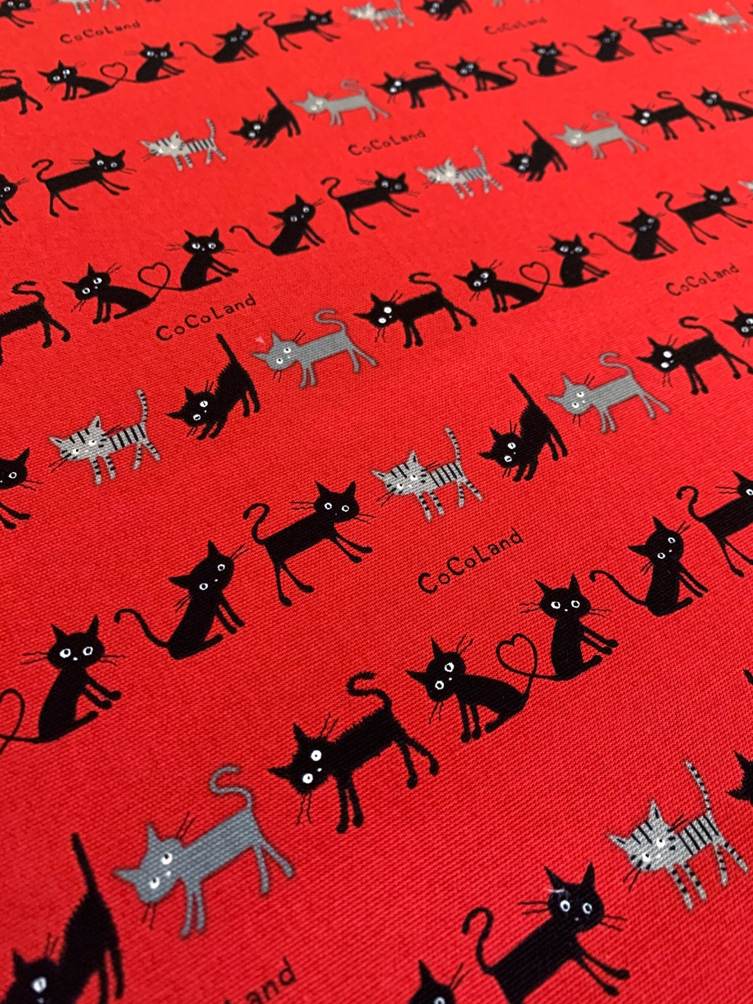 Cocoland Mini Cat Japanese oxford cotton canvas H-CO-10002-1-B red