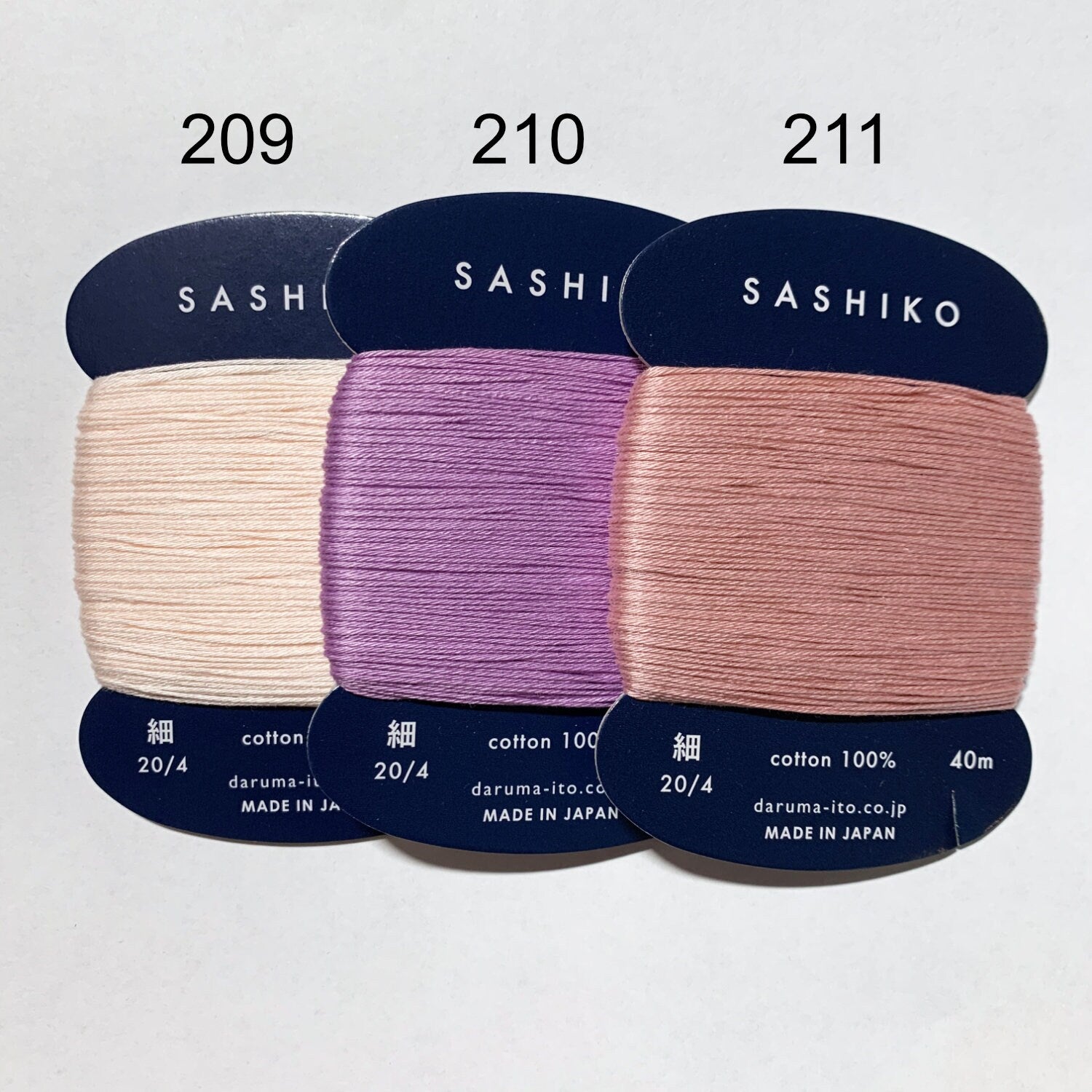 Daruma #211 PLUM BLOSSOM Japanese Cotton SASHIKO thread 40 meter card 20/4 こうばい blossom pink