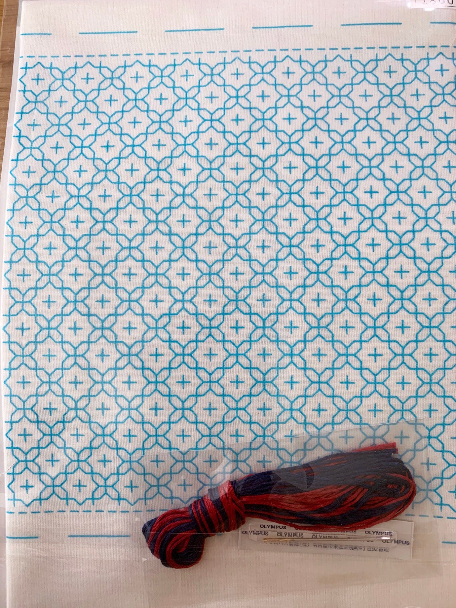 Olympus - Cross Flowers Sashiko Handkerchief Sampler Kit - White