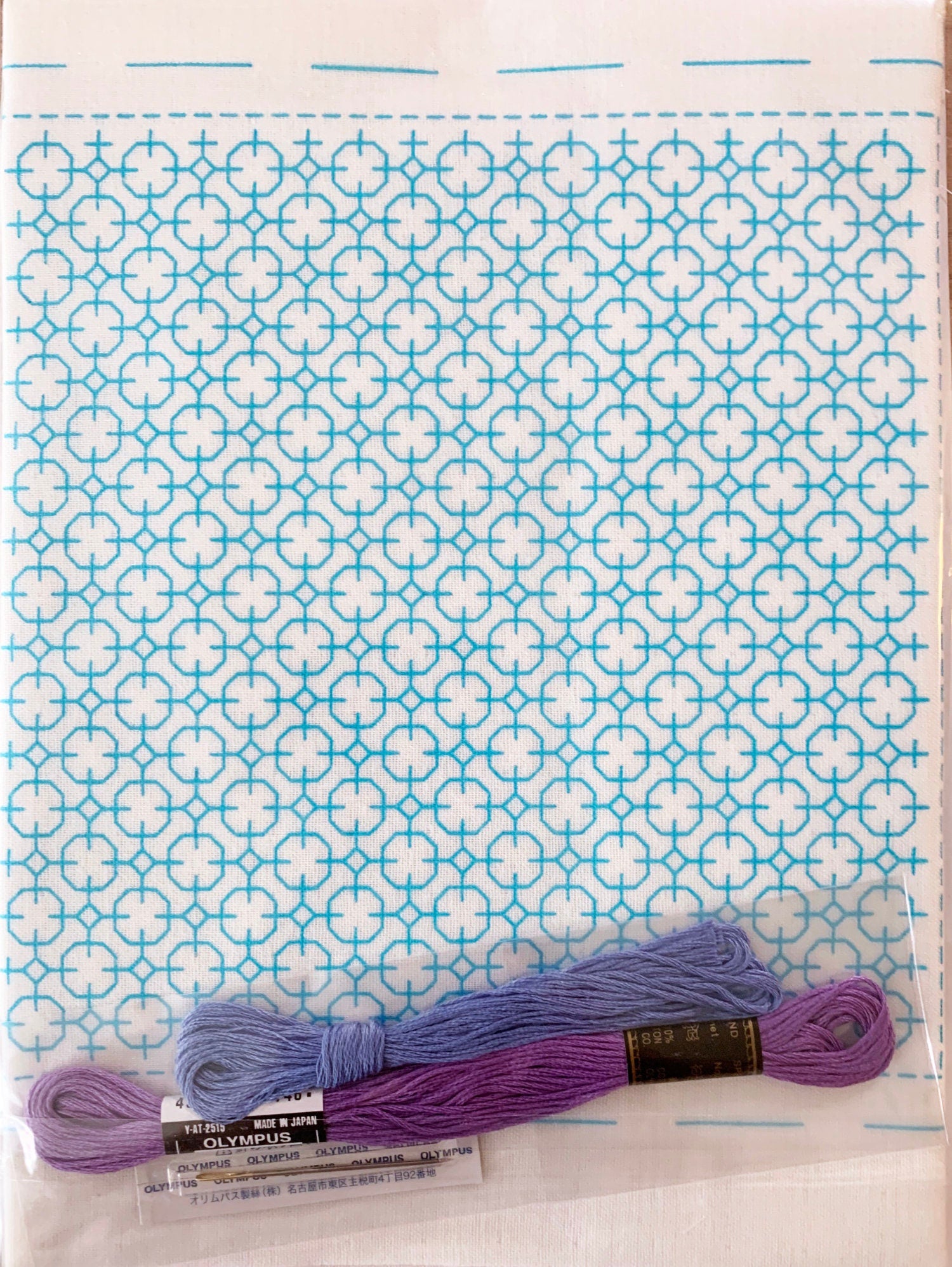 Olympus - Hydrangea Sashiko Handkerchief Sampler Kit - White