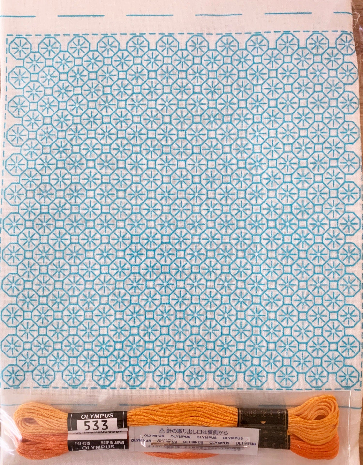 Olympus - Orange Sashiko Handkerchief Sampler Kit - White
