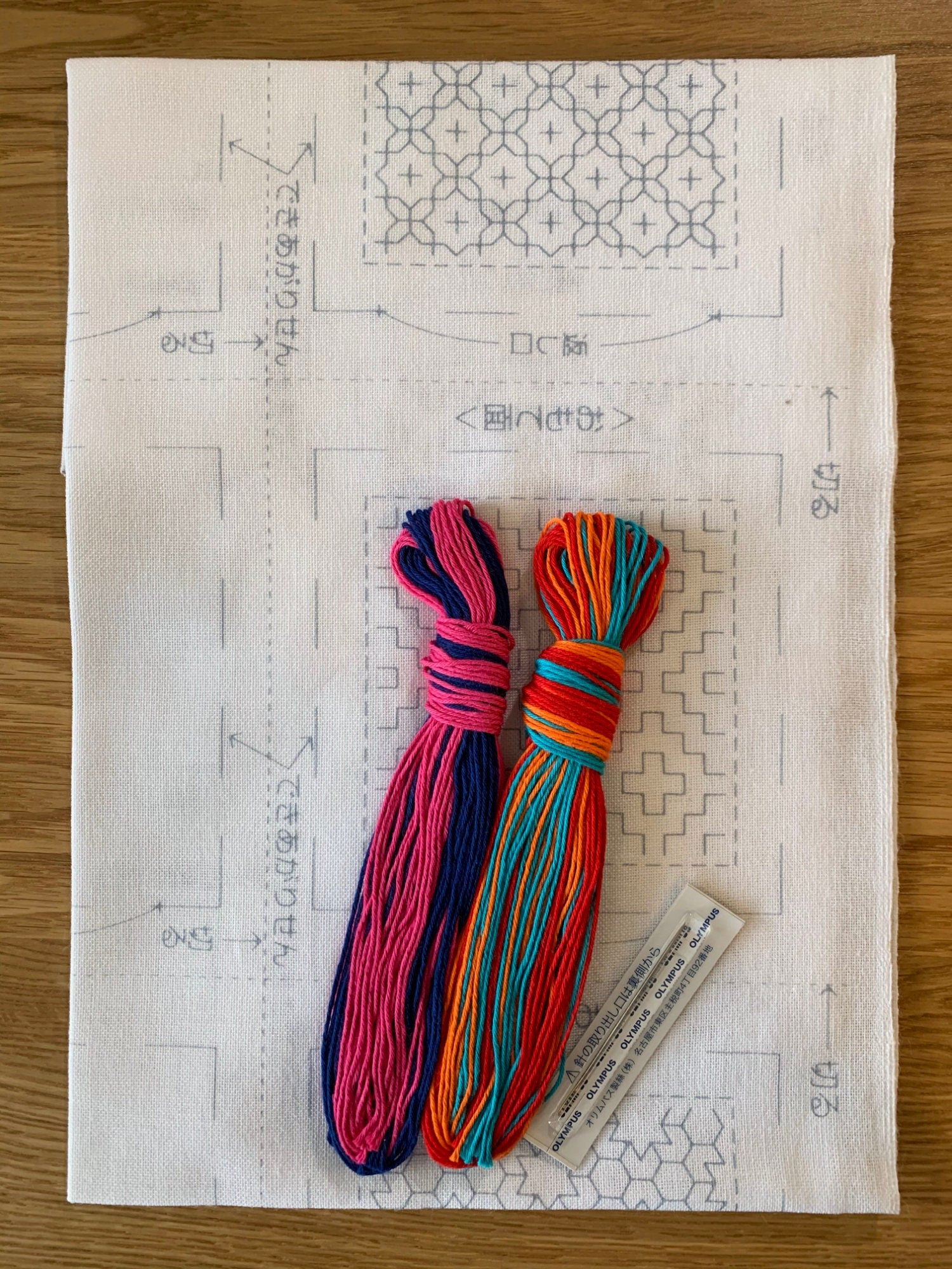 Olympus Sashiko Coaster kit with fabric, needle, and thread SK-293
