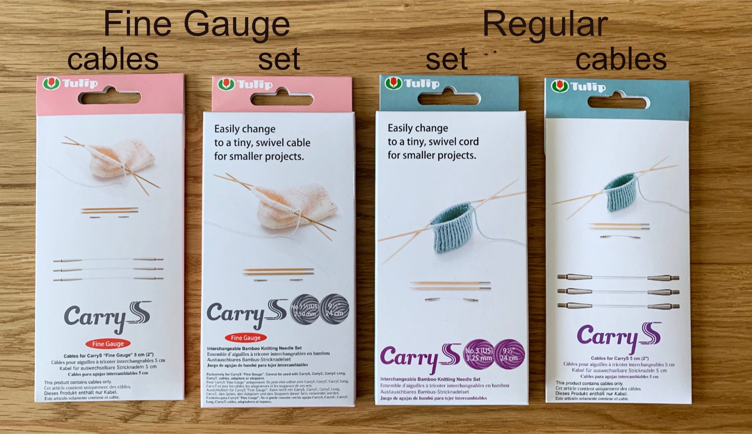 Tulip - CarryS Interchangeable Fine Gauge Knitting Needle Set - Bamboo