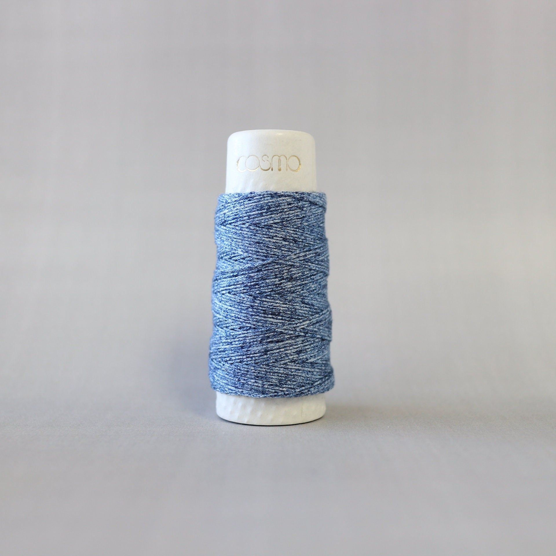 Lecien Cosmo - 'Hidamari' Cotton Sashiko Thread 30m Spool - Denim (Melange Blue)