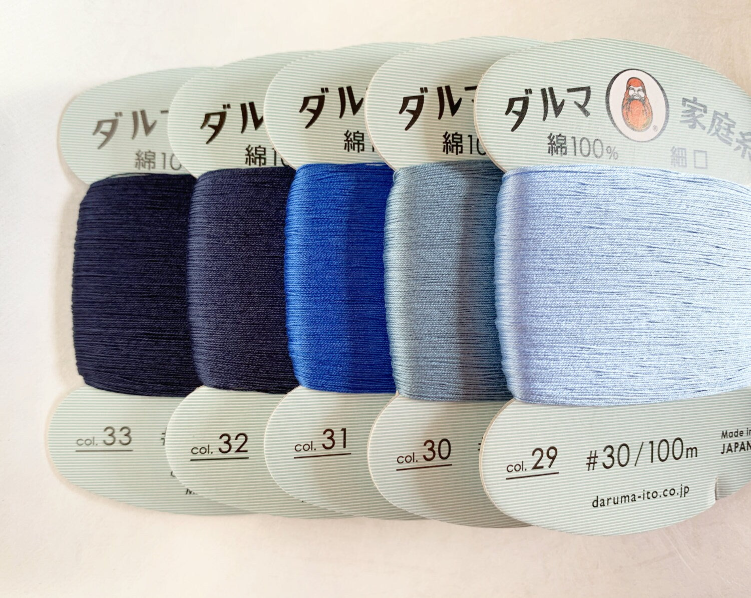 Daruma - Cotton Hand Sewing Thread Size #30 100m Card - Color #33 Navy Blue