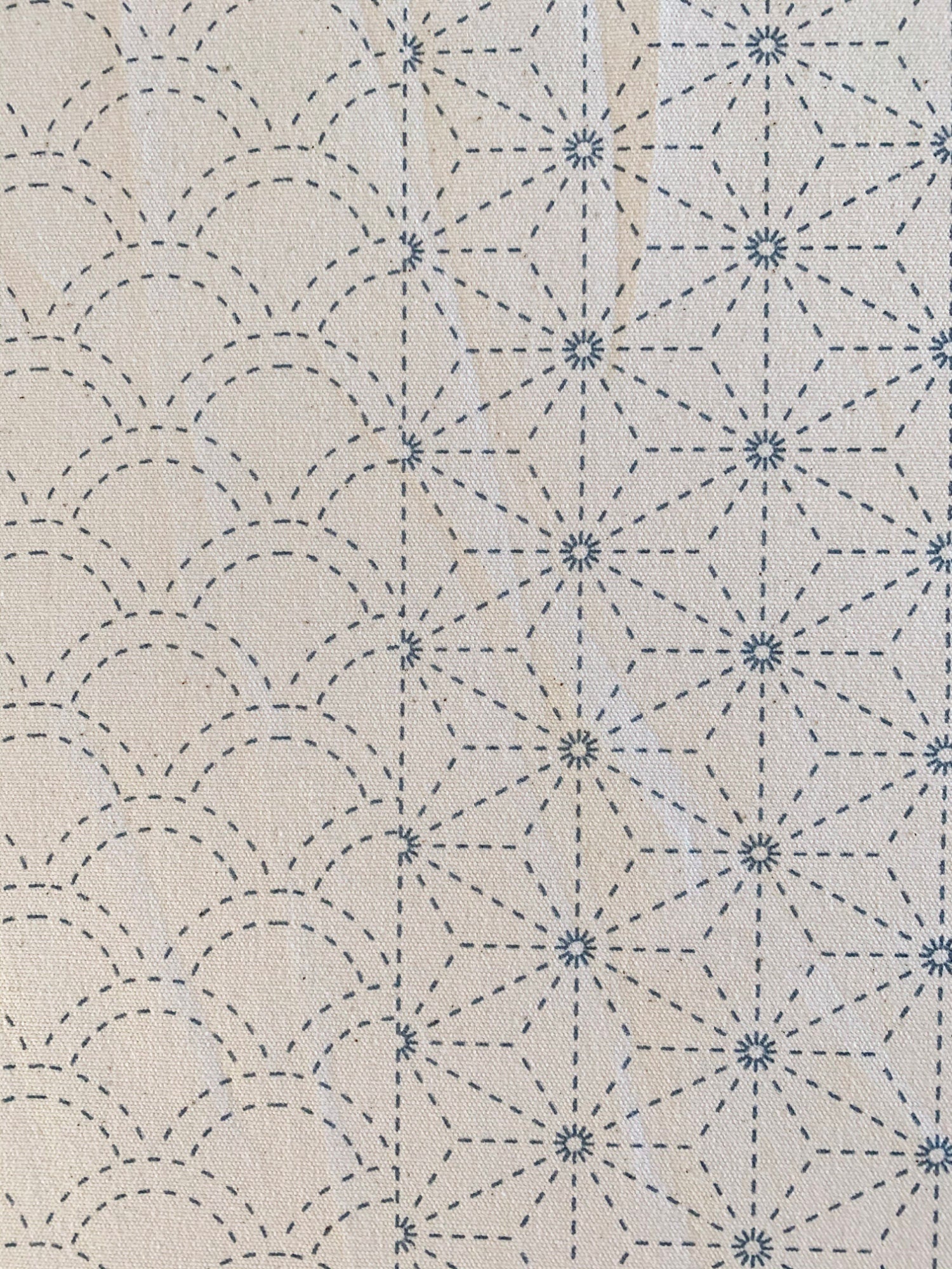 Ayatex - Family Crests Sashiko Fabric Panel - Black Blue Beige