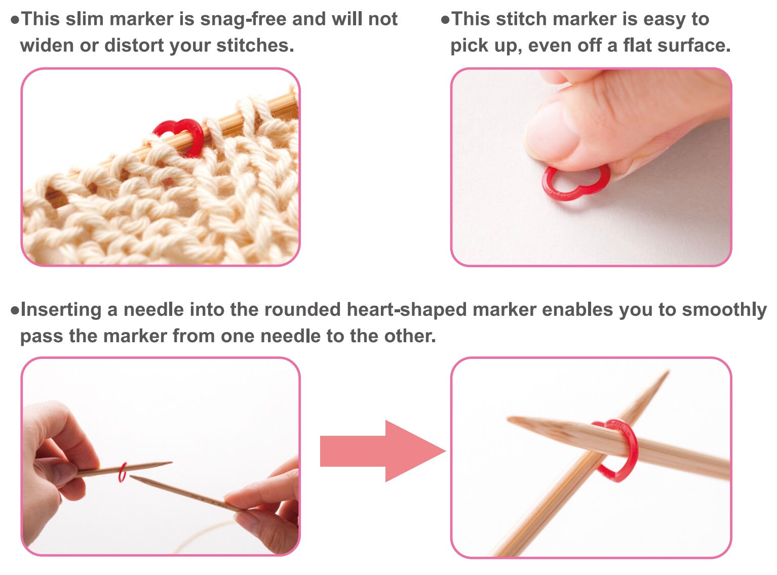 Tulip - Large "Heart" Stitch Markers Amicolle Knitting Accessories