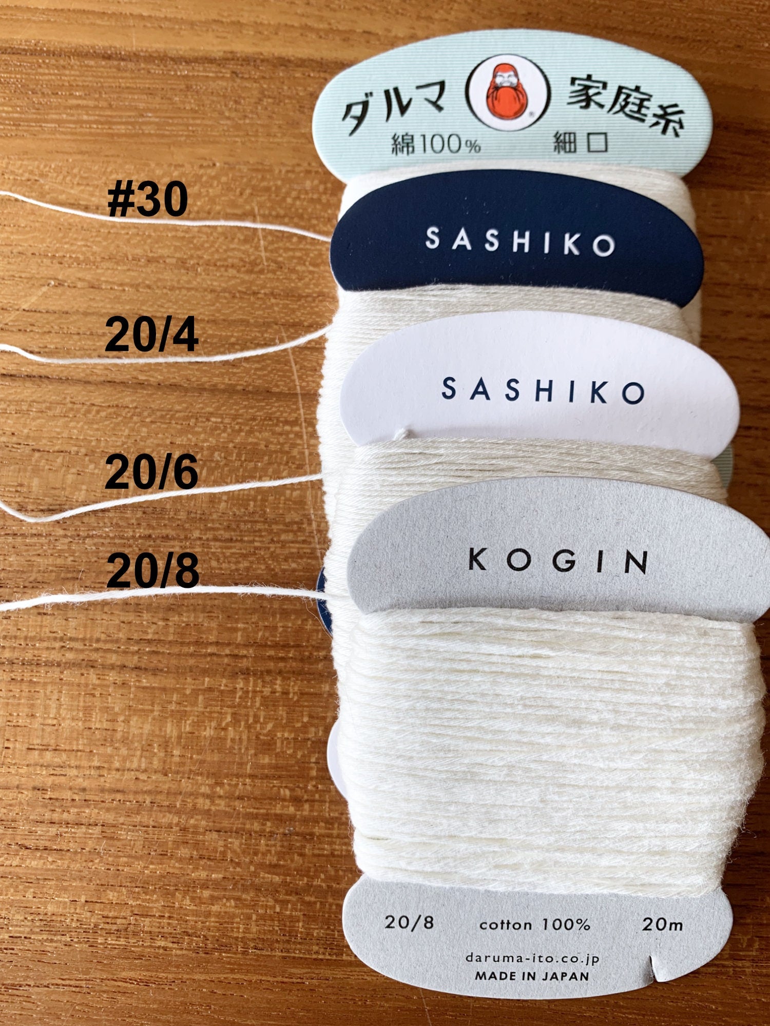 Daruma - Cotton Hand Sewing Thread Size #30 100m Card - Color #12 Milk Tea