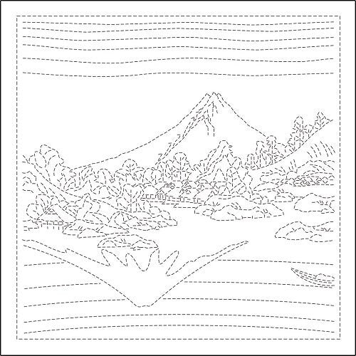 Olympus - Hokusai Collection "Mt. Fuji Reflected" Cotton Sashiko Sampler Cloth - White or Navy
