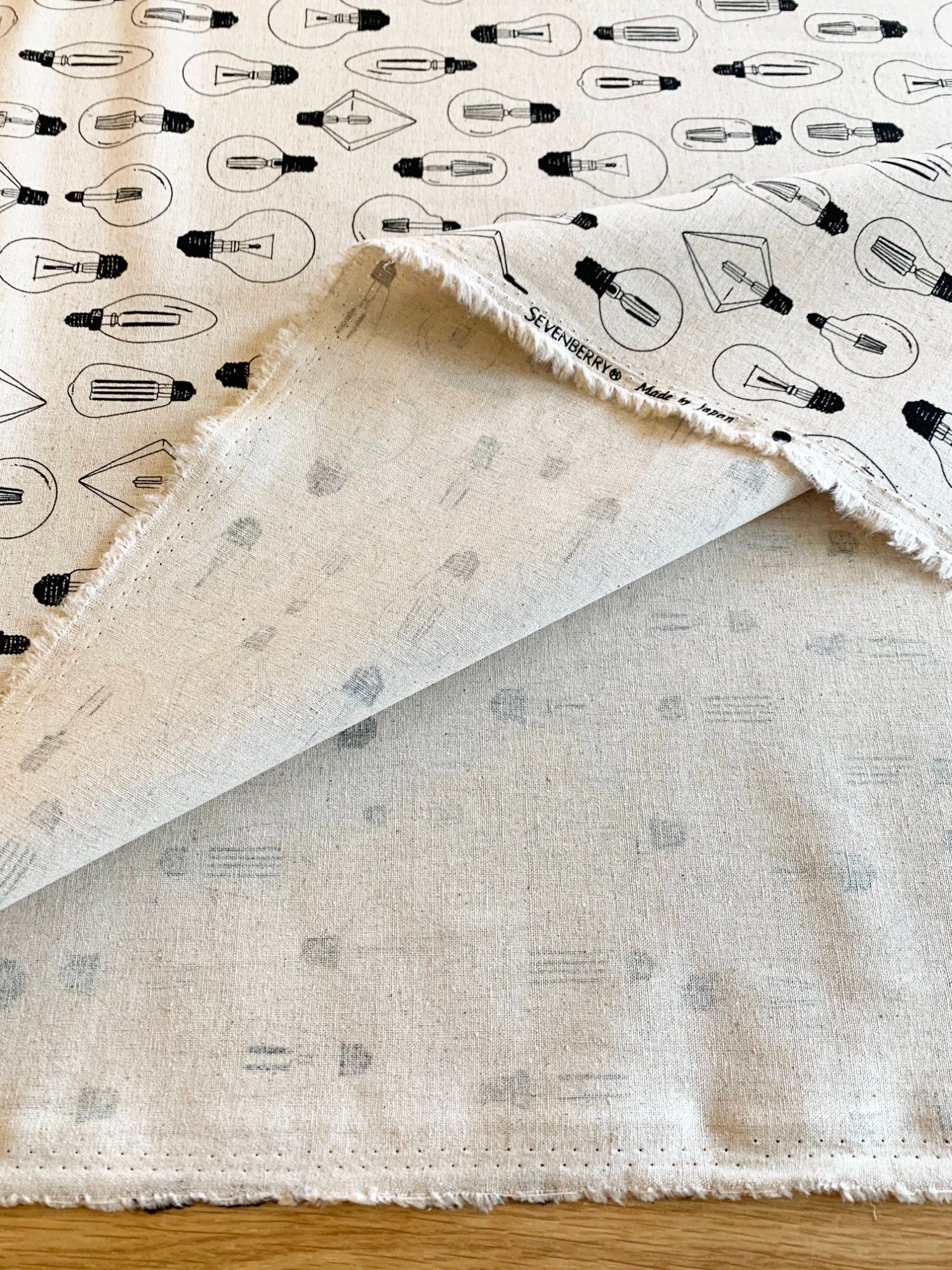 Lightbulbs Sevenberry Japanese cotton linen canvas fabric 850304-1-1 beige