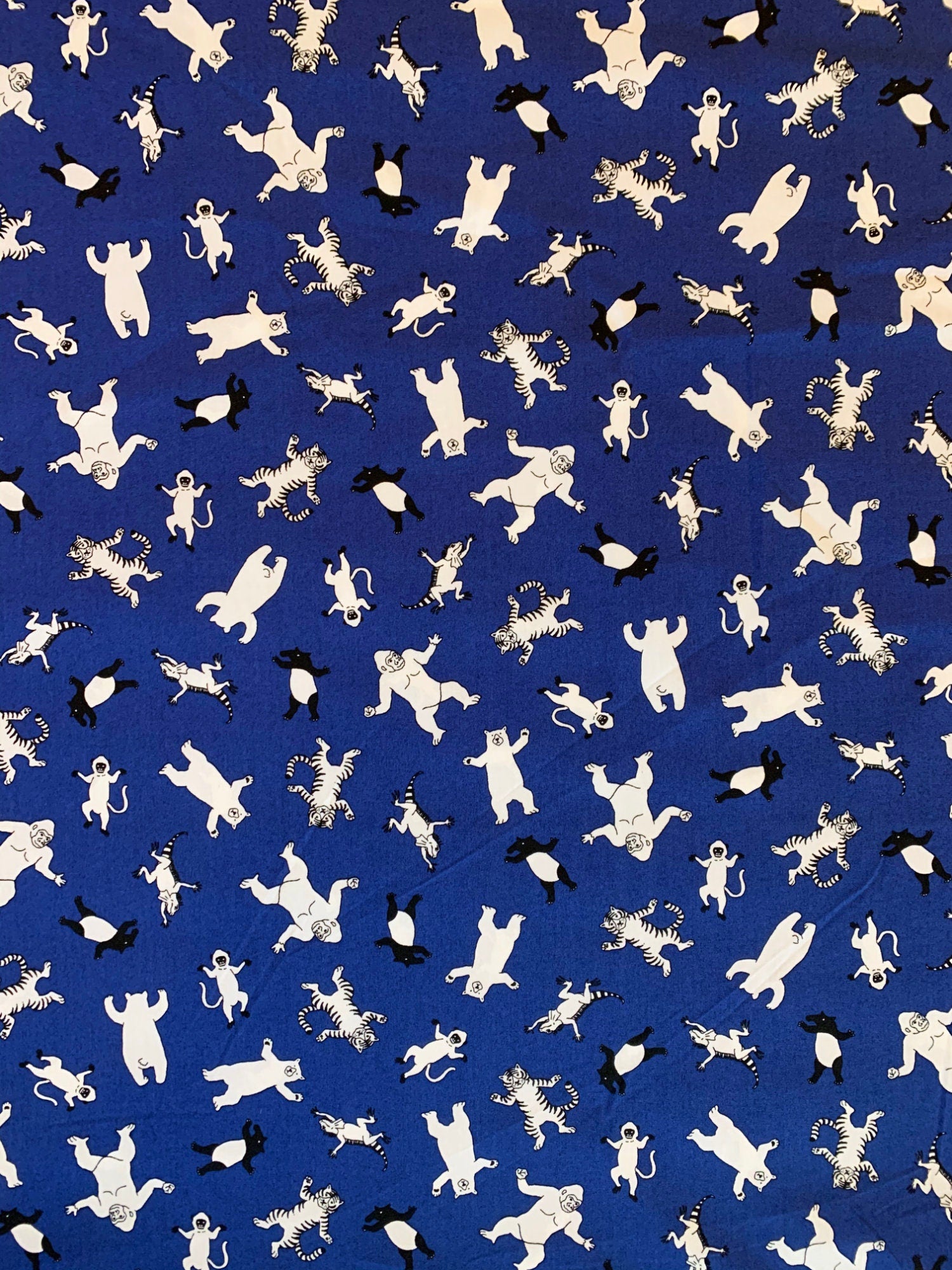 Sevenberry - SALE Dancing Animals Cotton Fabric - Blue