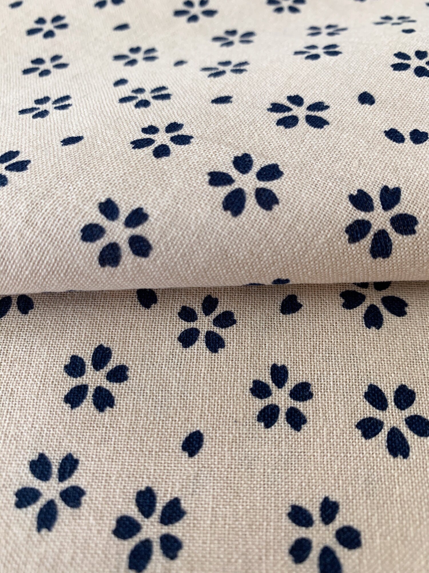 Medium Cherry Blossom Sakura Sevenberry Japanese cotton fabric 88220-5-2 beige blue