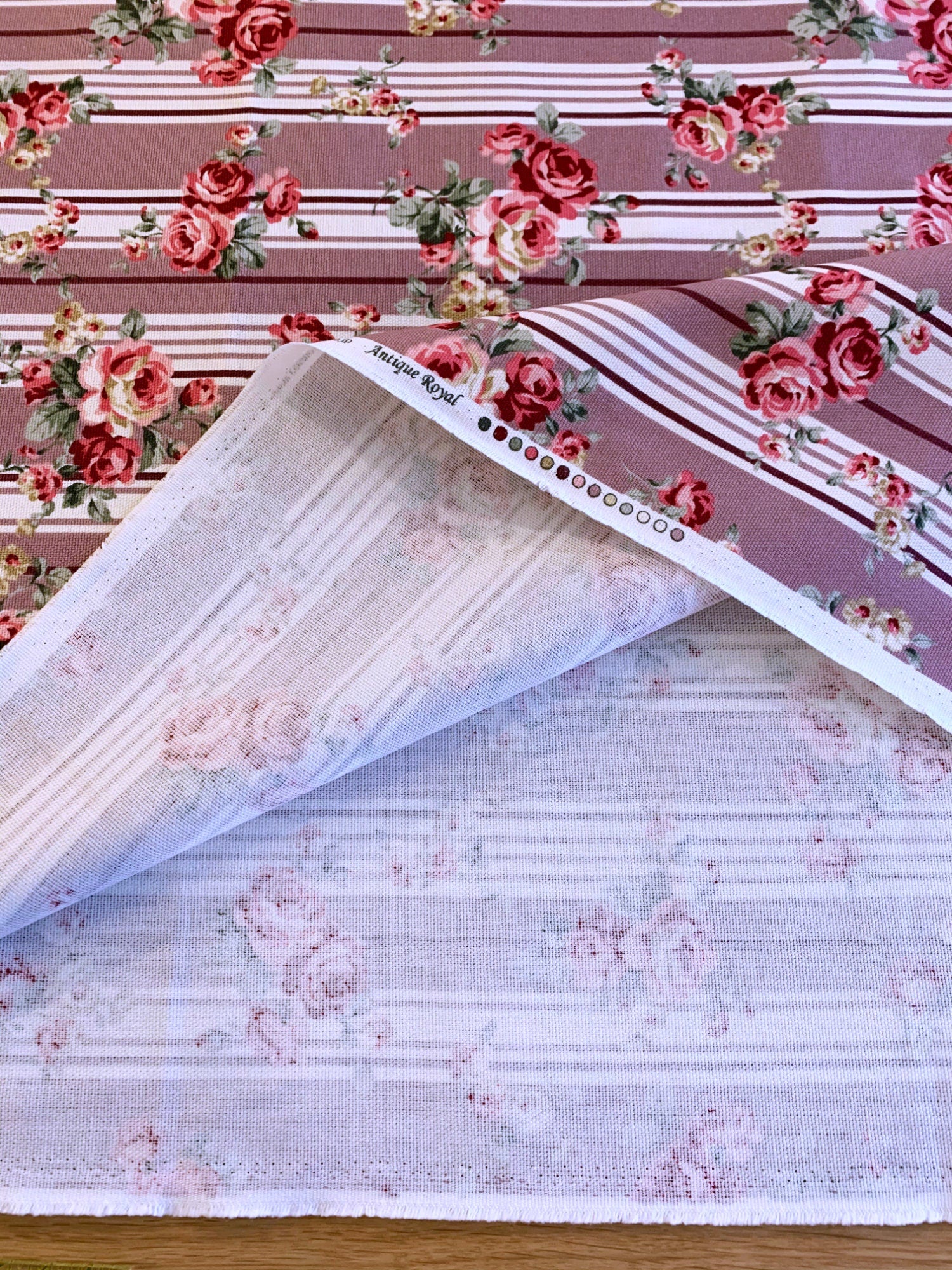 SALE: Antique Royal Stripe Japanese cotton canvas fabric AP35304-2D half yard lavender