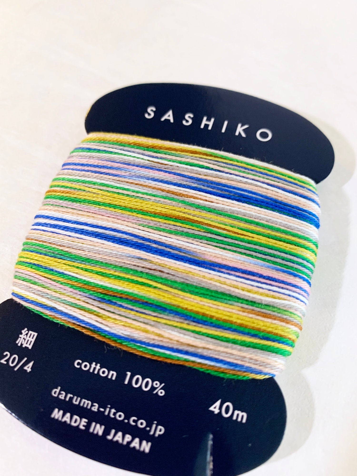 Daruma - Cotton Sashiko Thread 40m Card 20/4 - #502 Variegated Tanabata Pastel