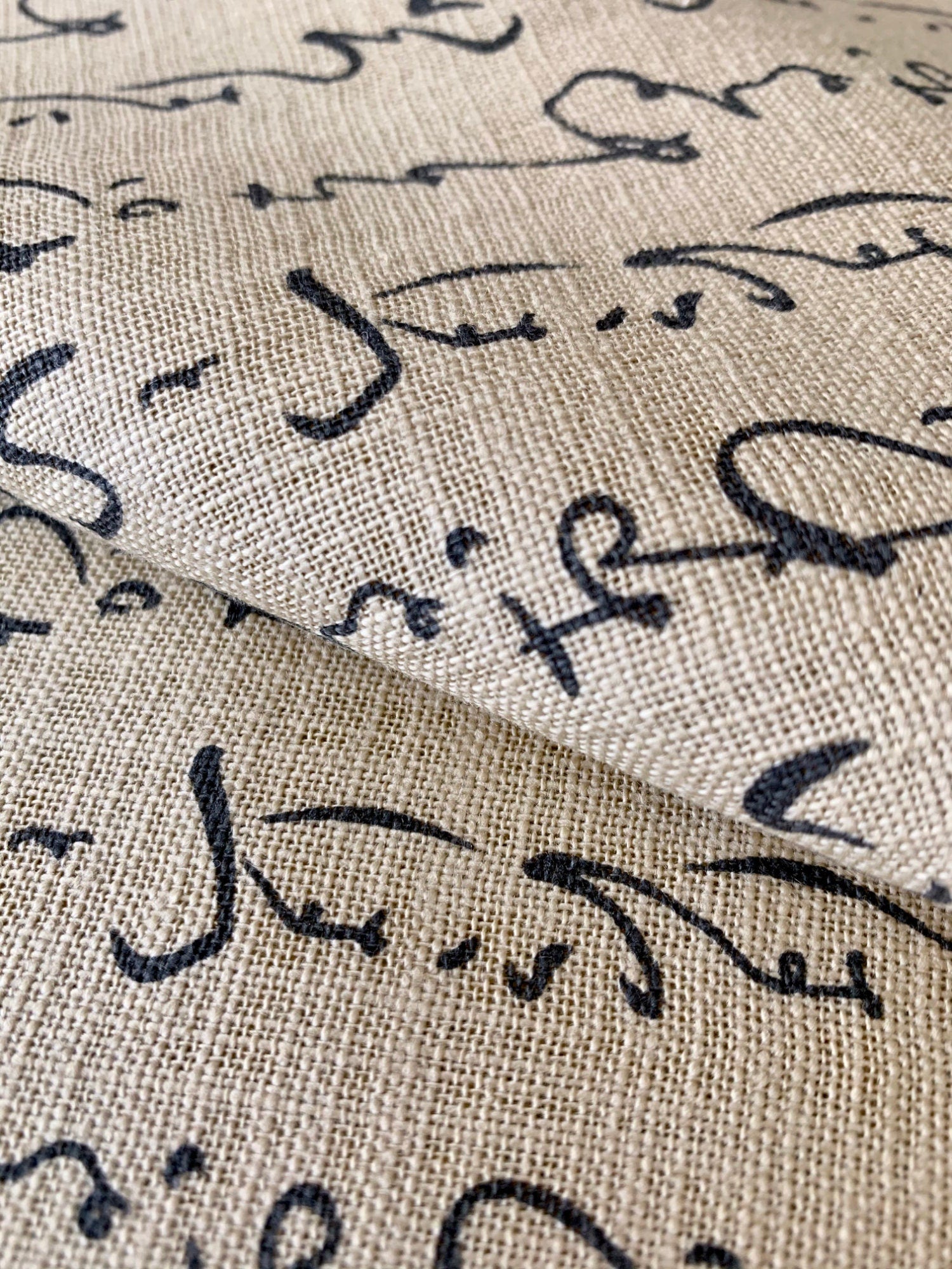 Calligraphy Sevenberry Japanese homespun cotton fabric 88225-5-1 beige gray