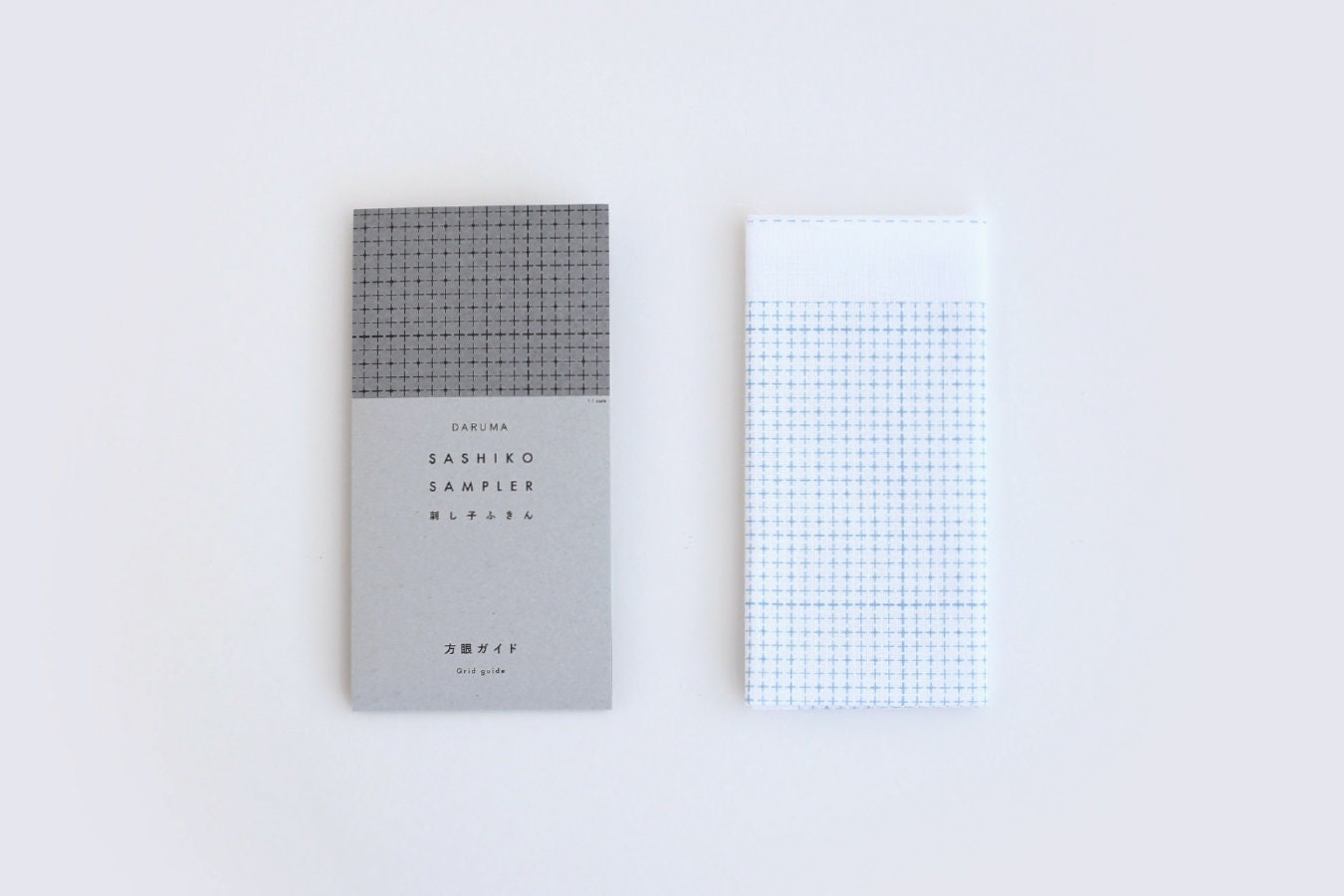 Daruma - Grid Pattern Cotton Sashiko Fukin Sampler Cloth - White