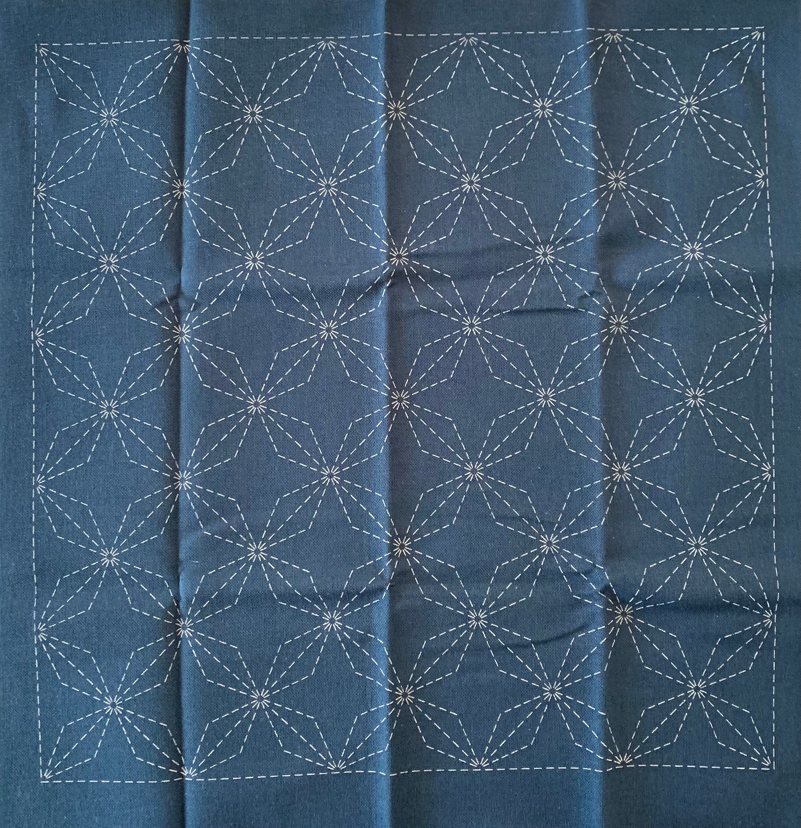 Olympus - Diamond Flowers Cotton Sashiko Sampler Cloth - Navy