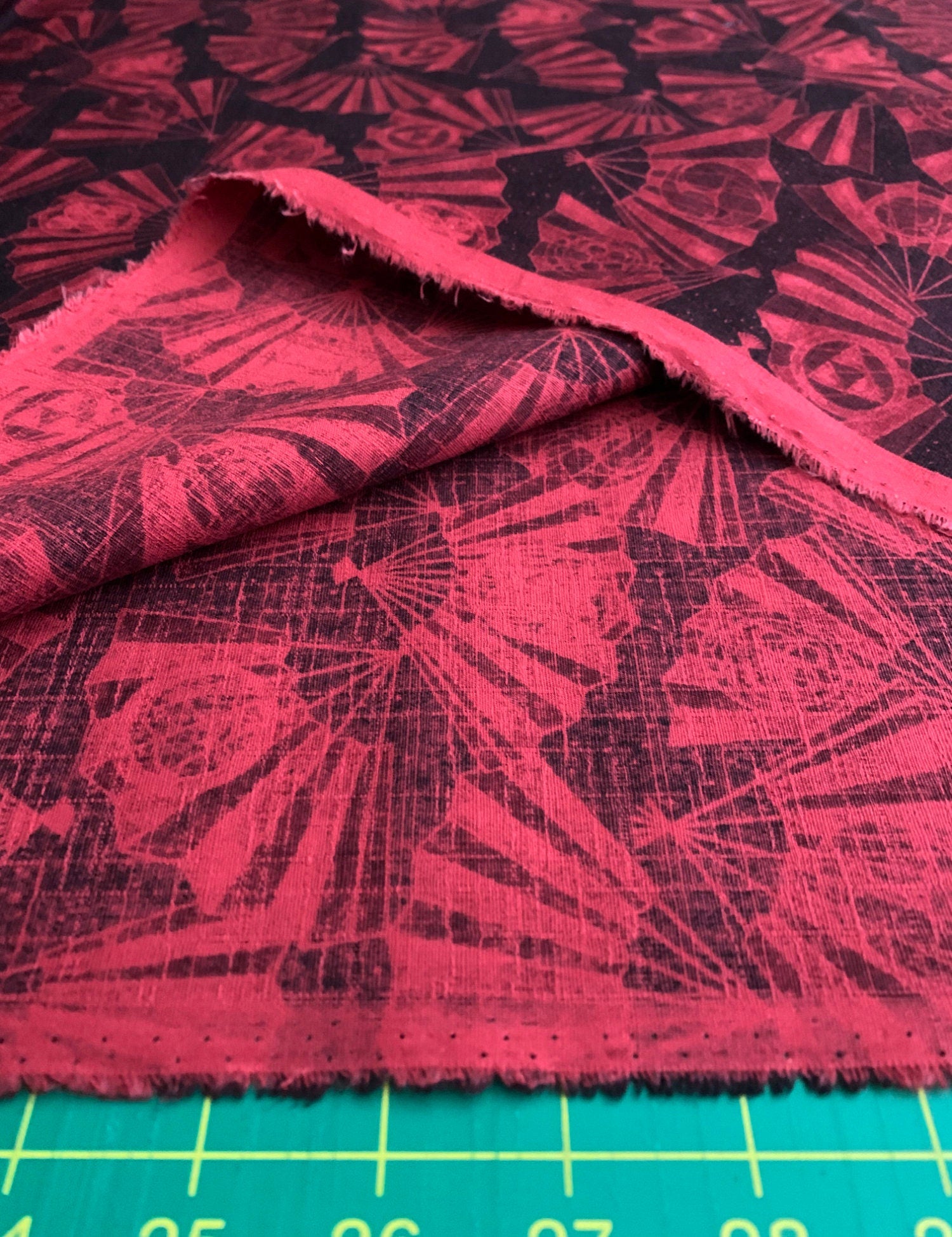 Fans Sevenberry Japanese cotton dobby fabric 850350-2-4 red