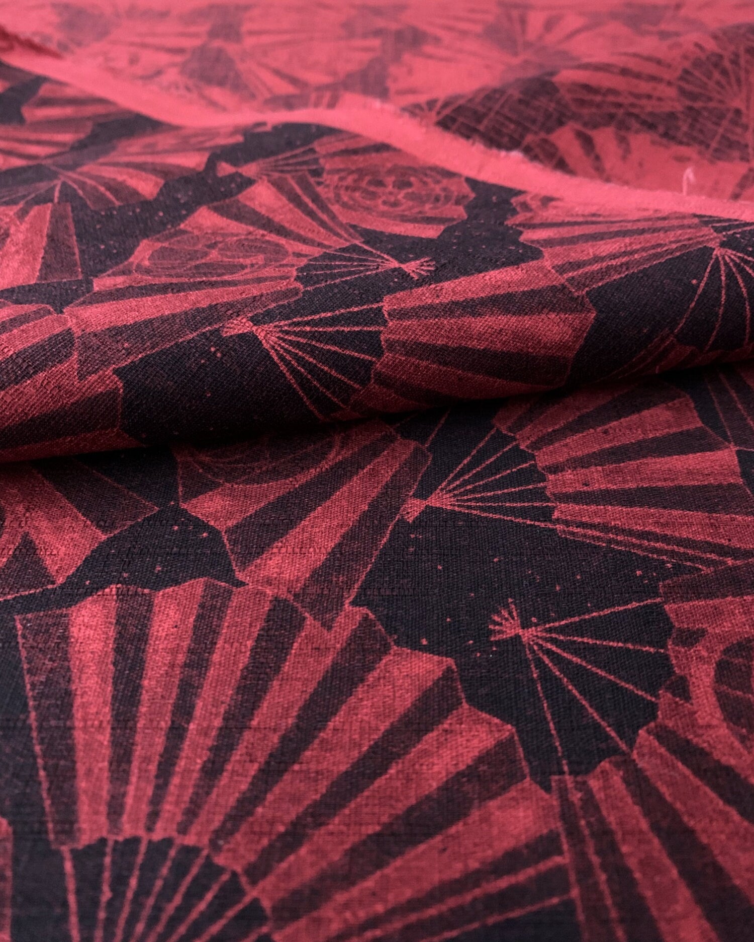 Fans Sevenberry Japanese cotton dobby fabric 850350-2-4 red