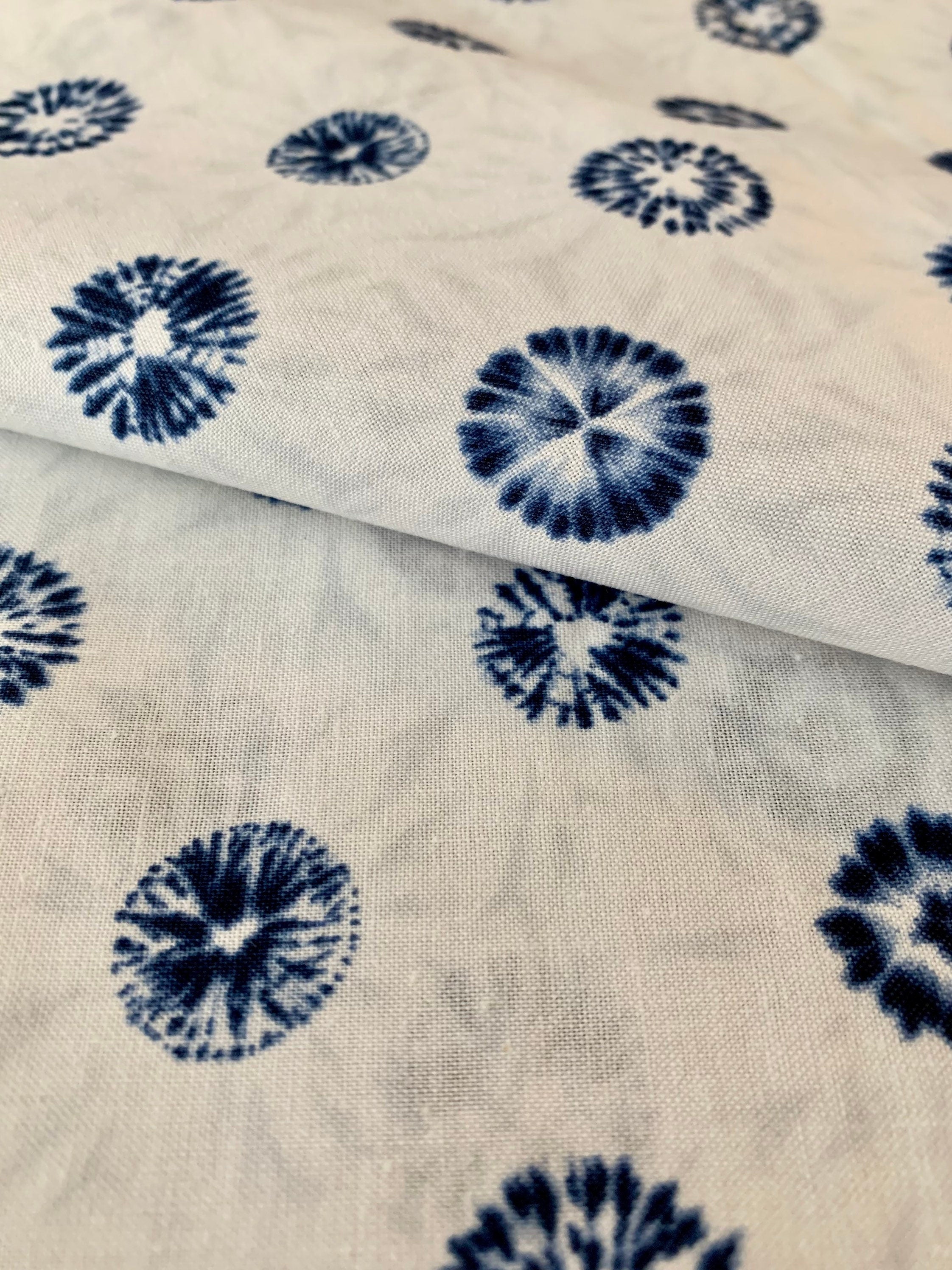 Printed Shibori style collection Sevenberry cotton fabric 850257-5-3 white
