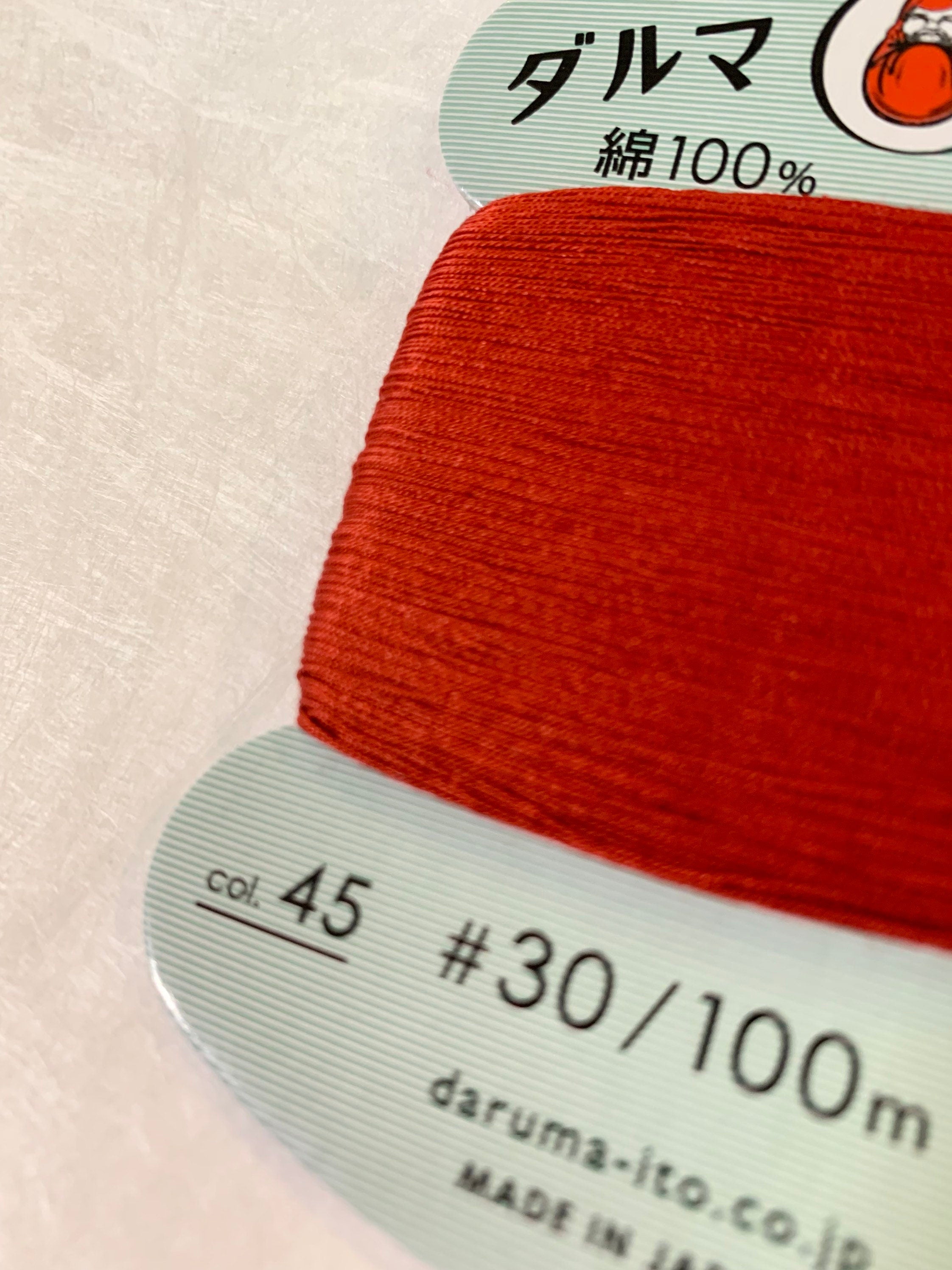 Daruma - Cotton Hand Sewing Thread Size #30 100m Card - Color #45 Madder Red