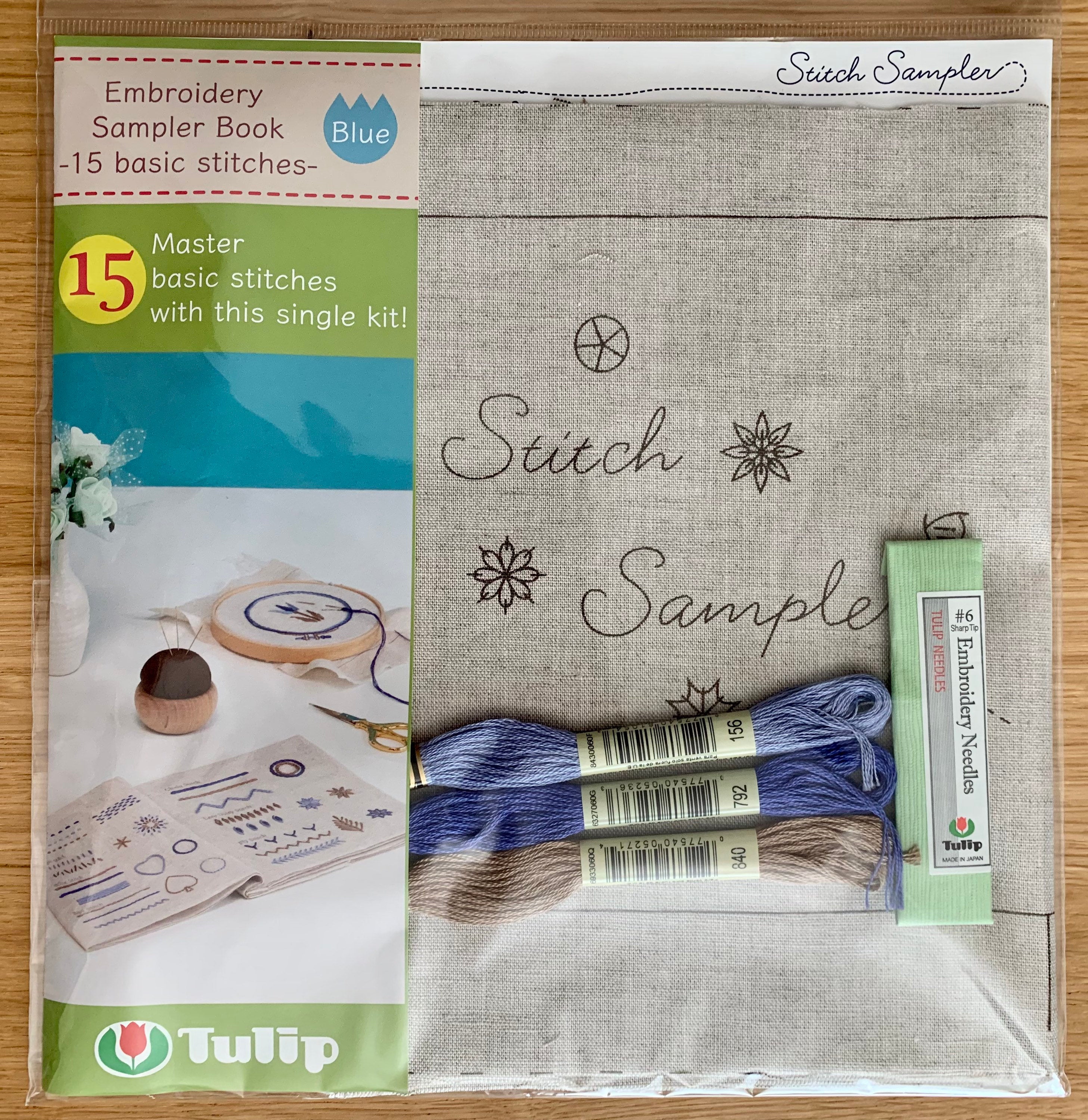 Tulip - Embroidery Sampler Book 15 Basic Stitches Blue