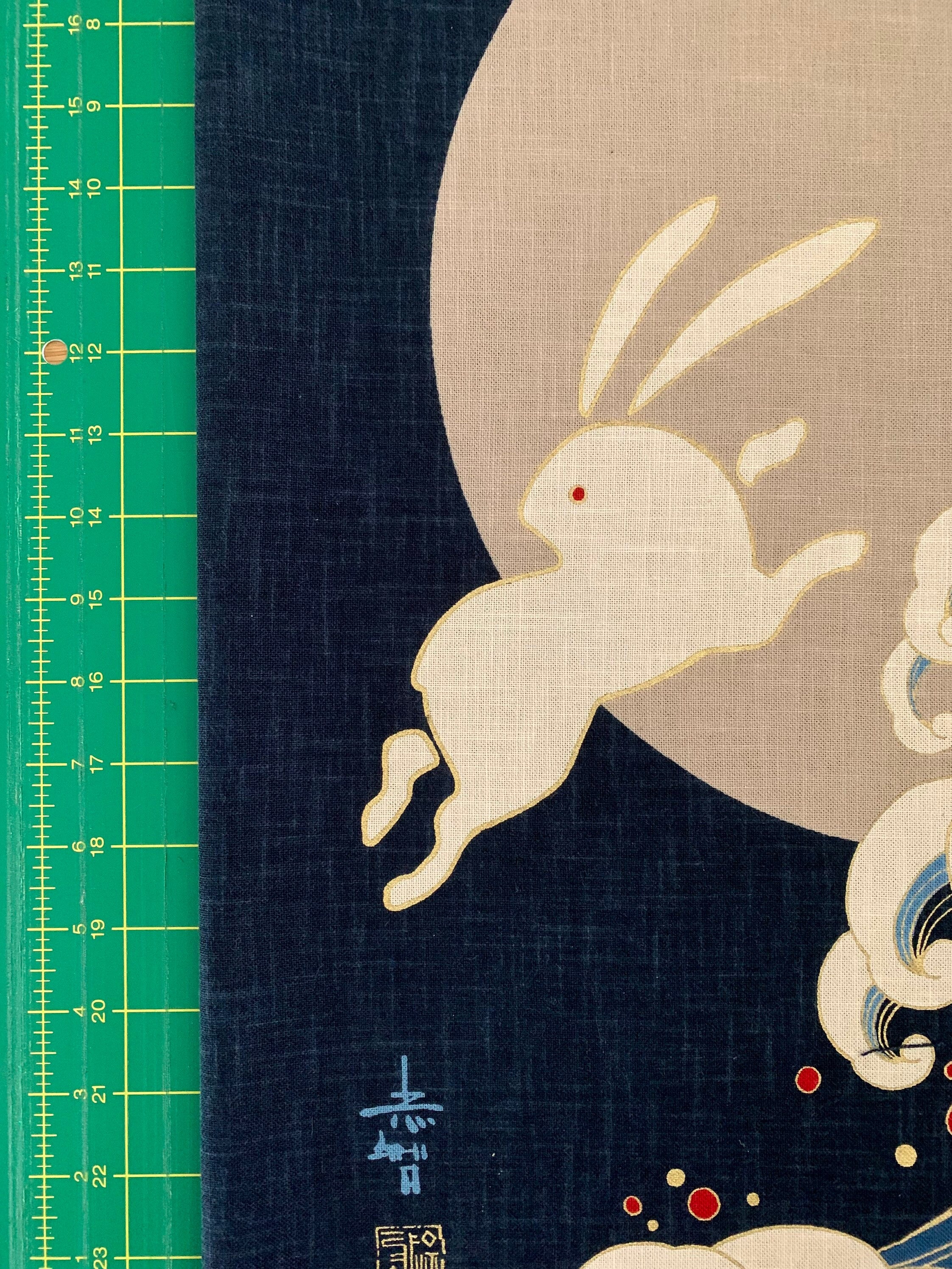 Japanese noren panel Rabbit Wave KP7290-51 blue