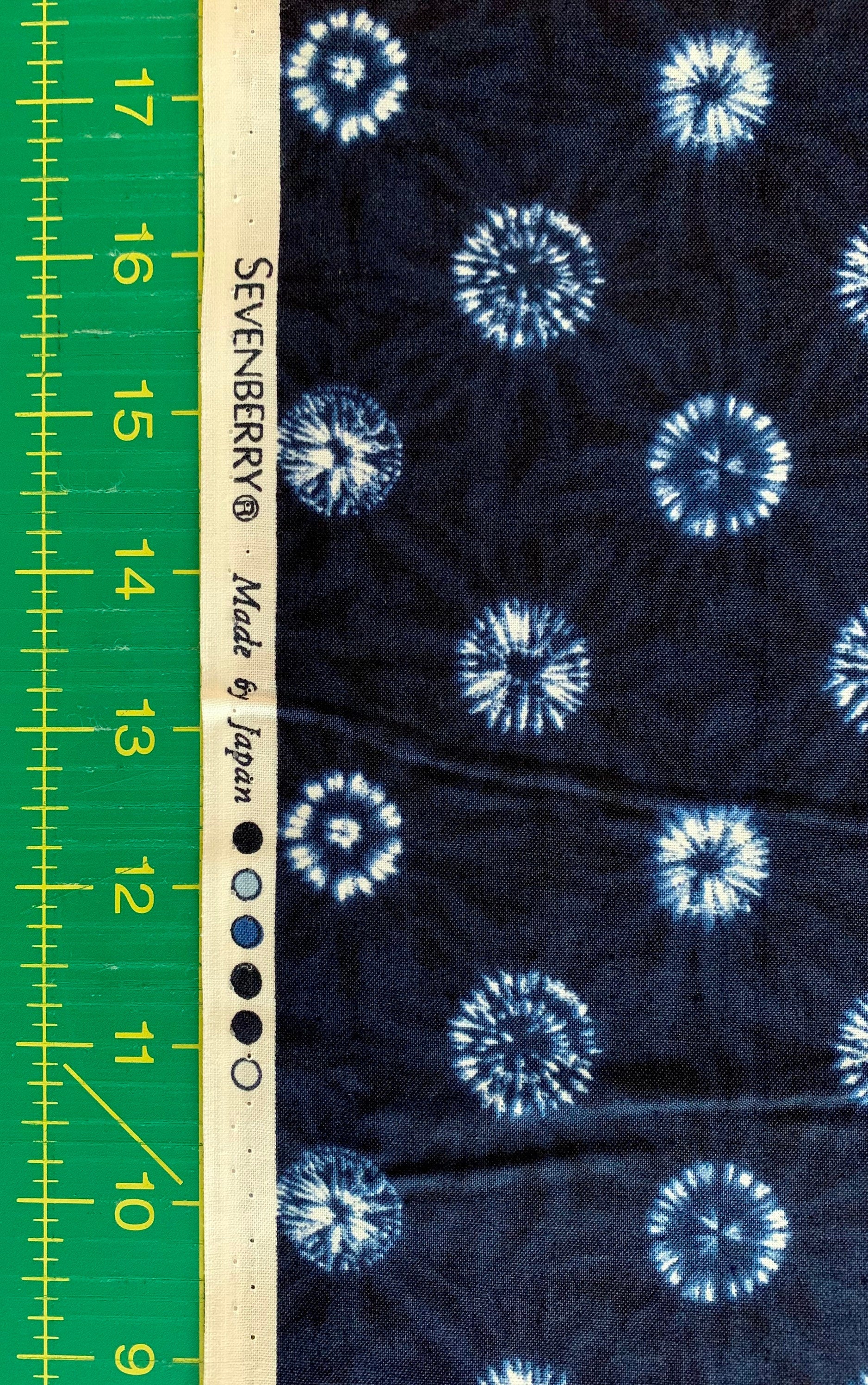 Printed Shibori style collection Sevenberry cotton fabric 850257-5-1 indigo blue