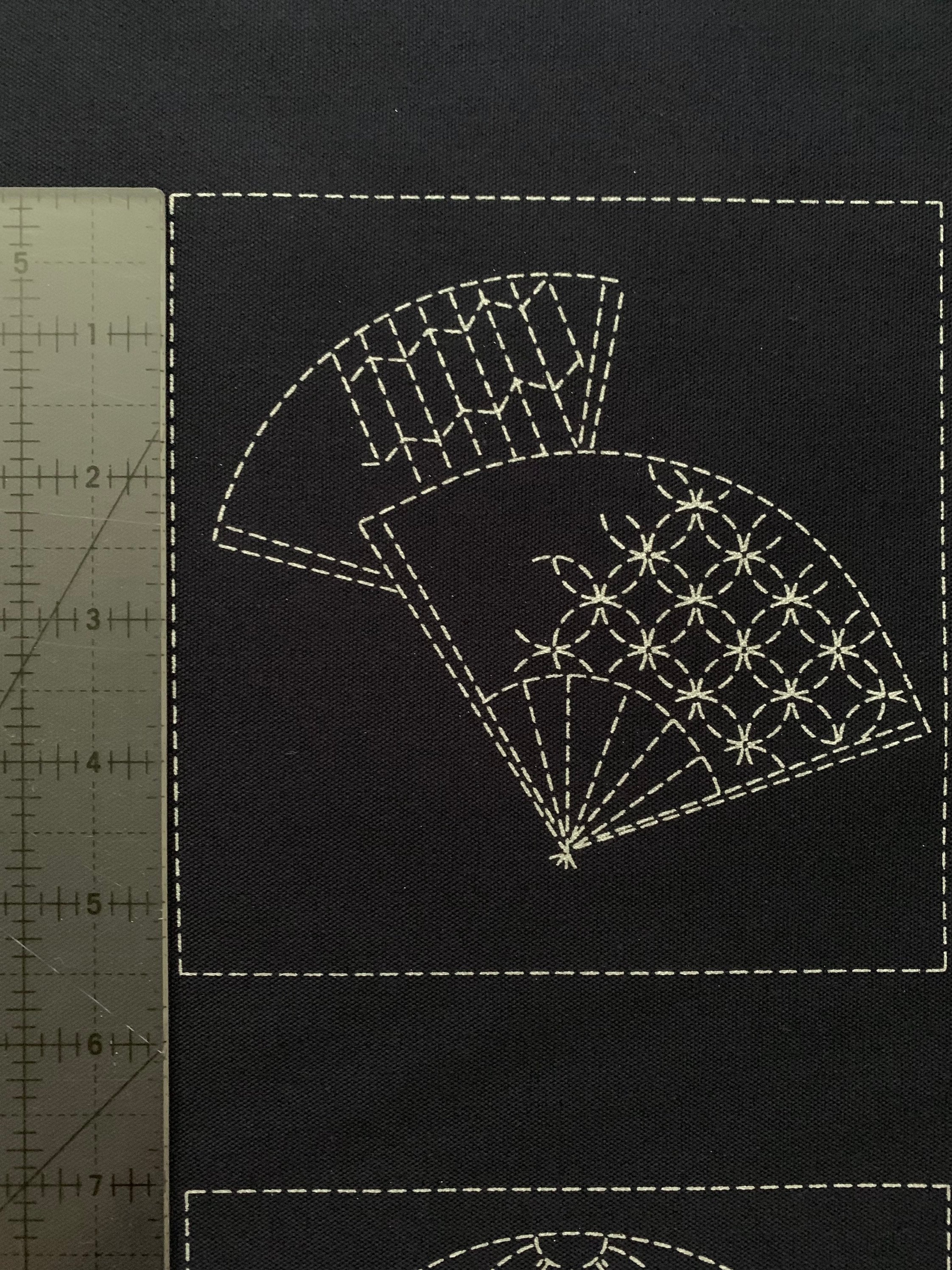 Orimono Imports - Crest Blocks Sashiko Washout Fabric Panel