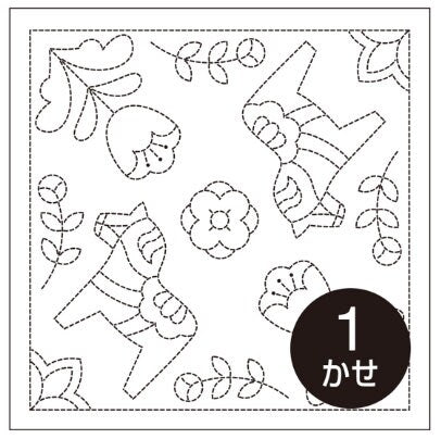 Olympus - Dalarna Dala Horse Cotton Sashiko Sampler Cloth - White