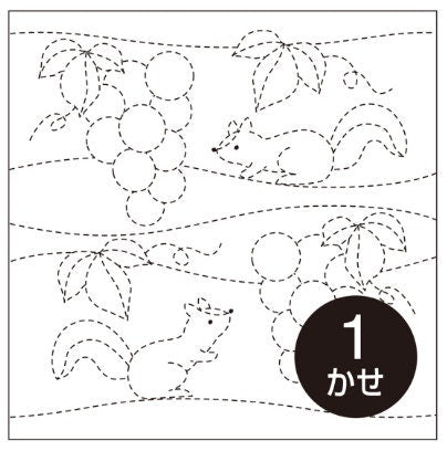 Olympus #87 Squirrels and Grapes Japanese sashiko sampler cotton cloth fabric WHITE