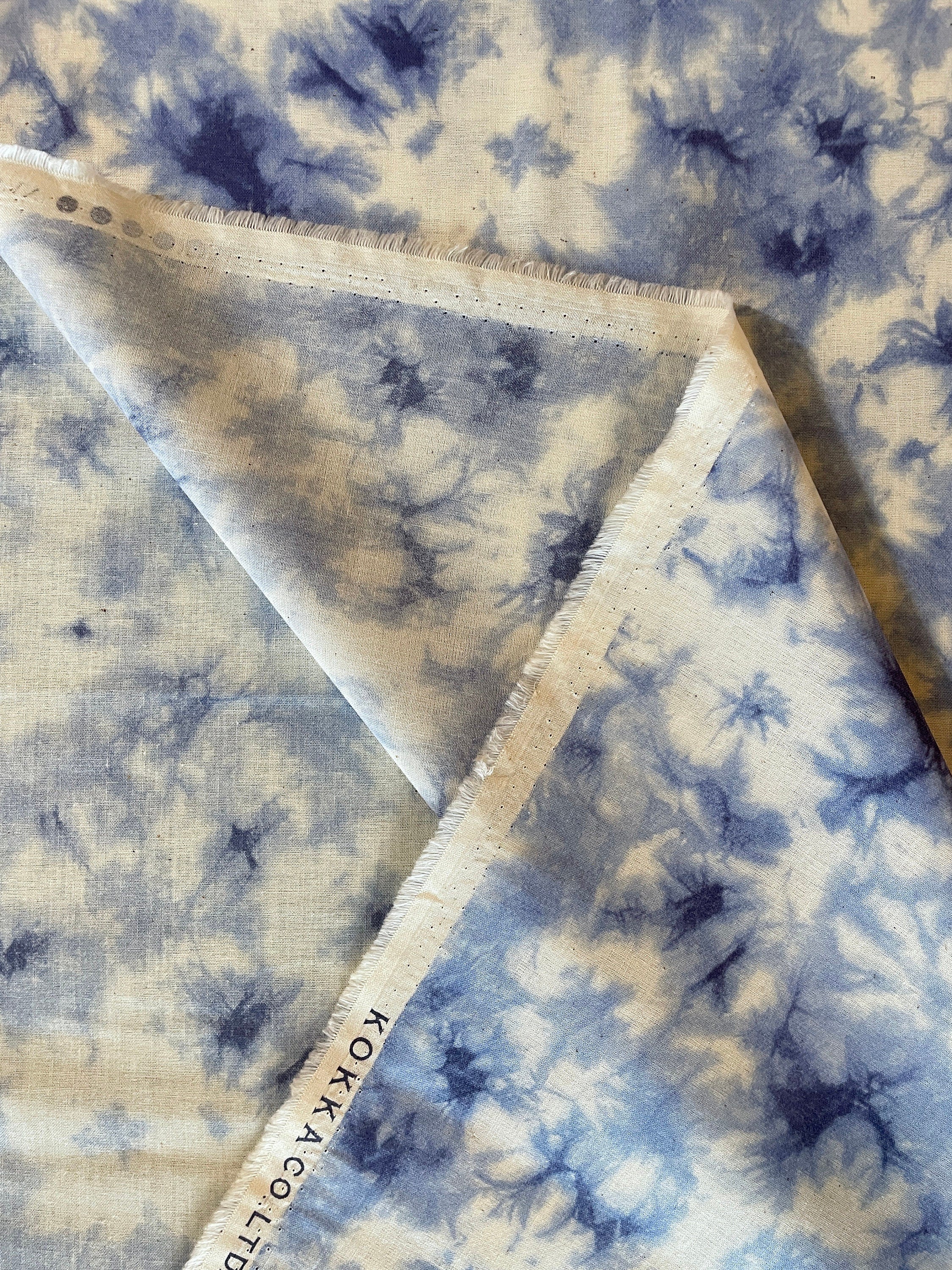 Kokka shibori-style tie-dye Japanese cotton fabric LGA-41070-1-A blue