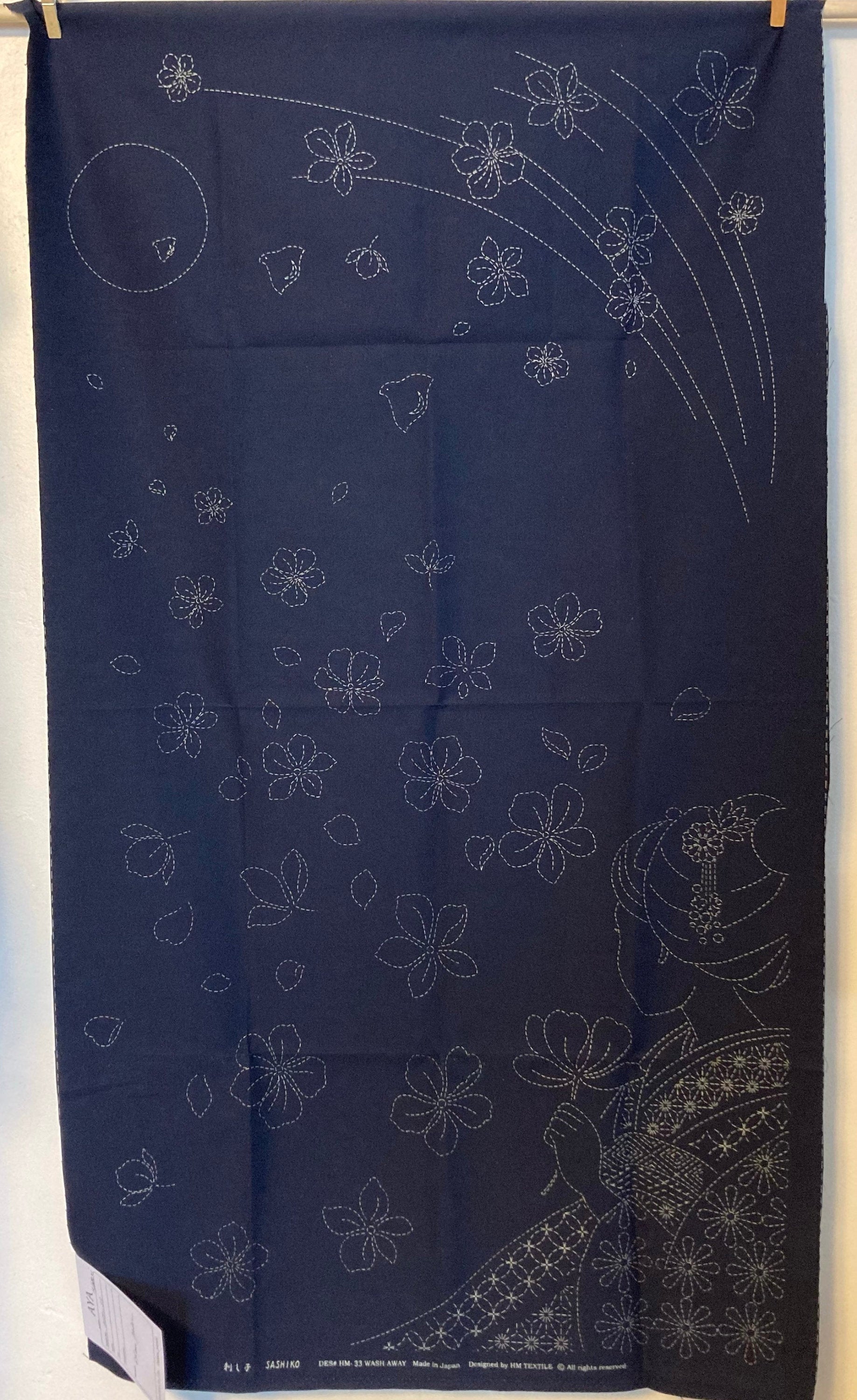 Orimono Imports - Geisha and Sakura Sashiko Washout Fabric Panel