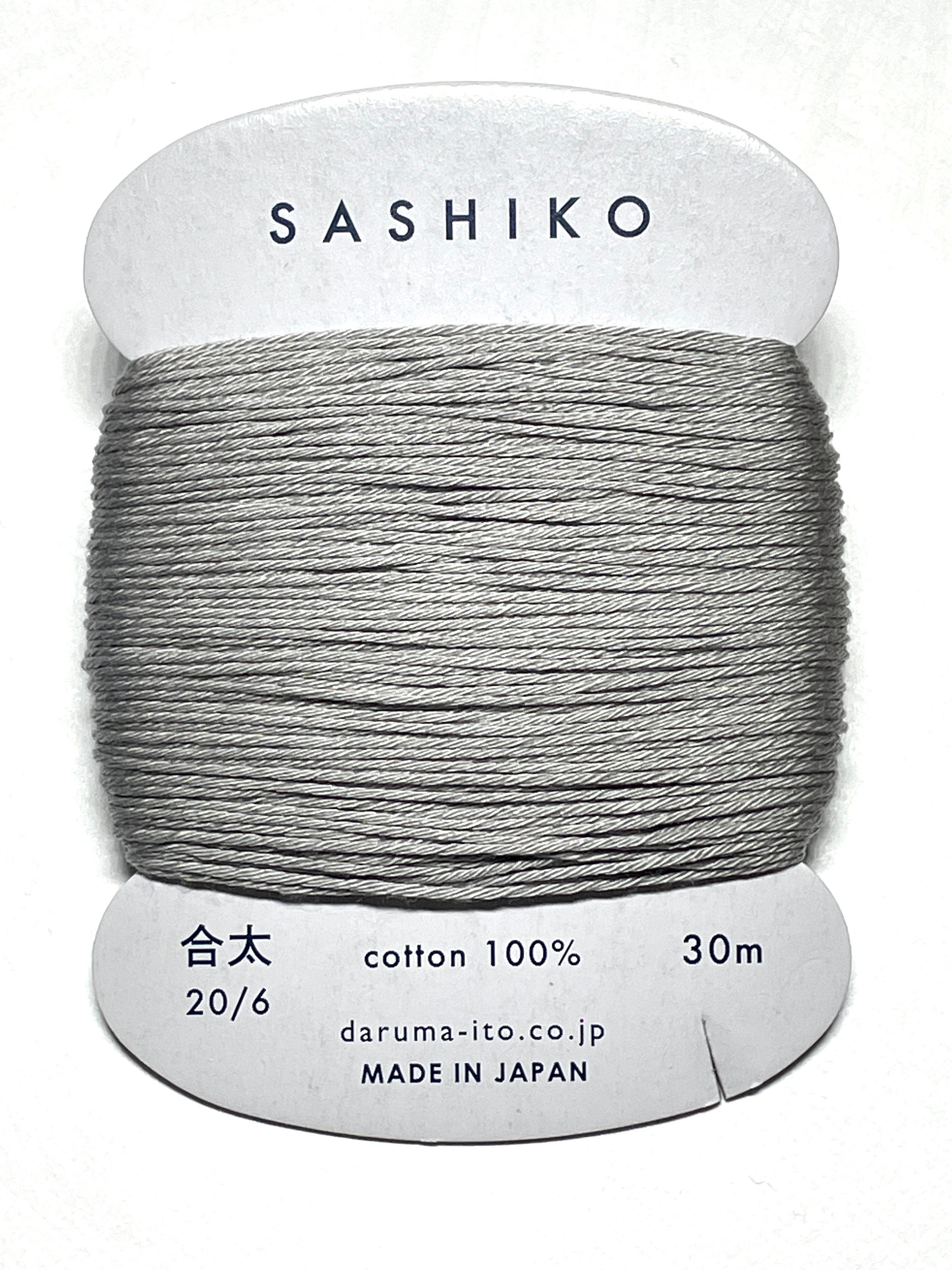 Daruma #217 WHITE GRAY Japanese Cotton SASHIKO thread 30 meter skein 20/6