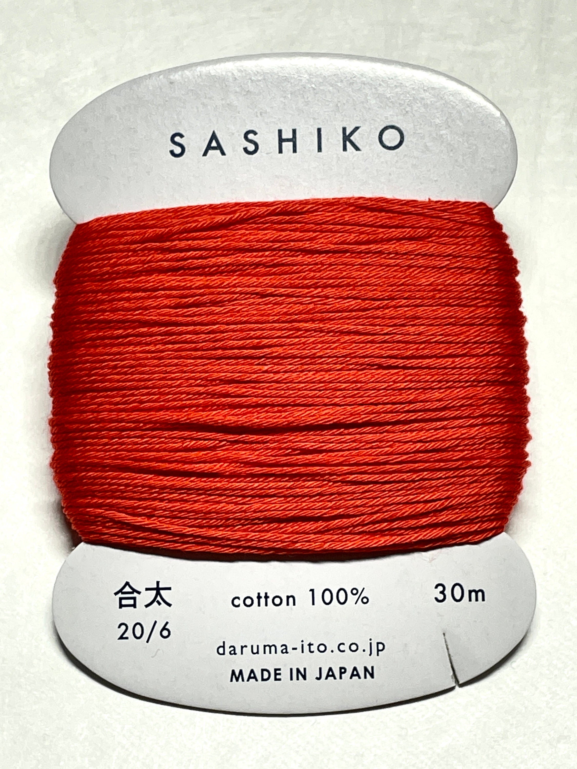 Daruma #212 VERMILION Japanese Cotton SASHIKO thread 30 meter skein 20/6