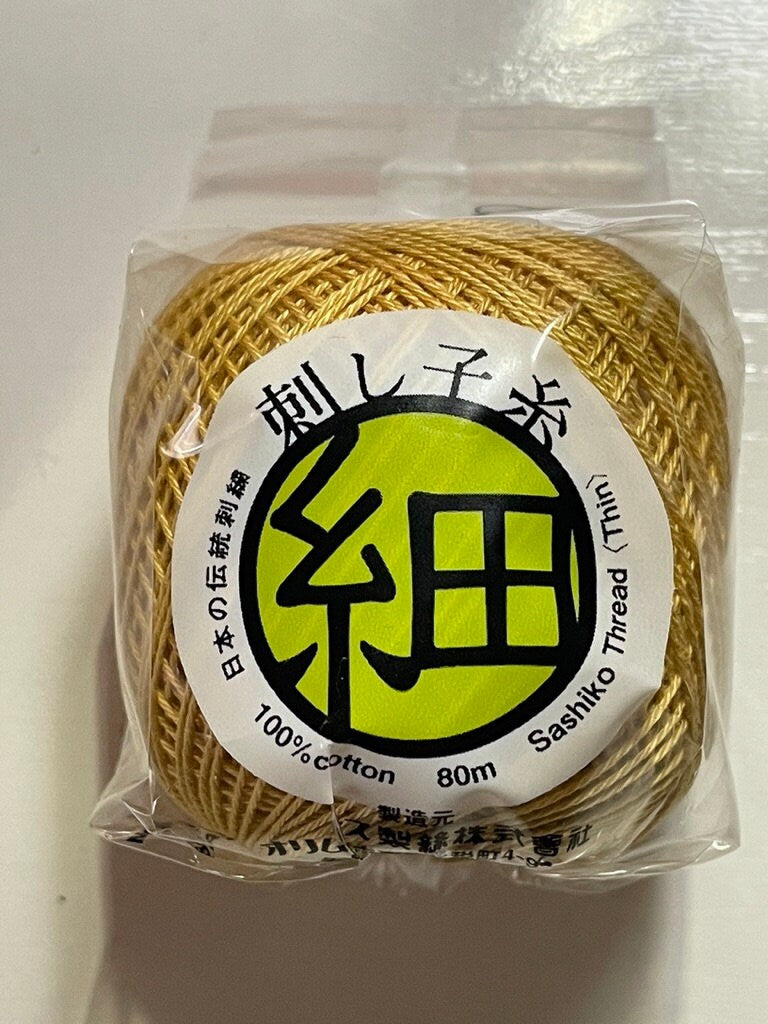 Olympus - Thin Cotton Sashiko Thread 80m Ball - Flaxen Yellow