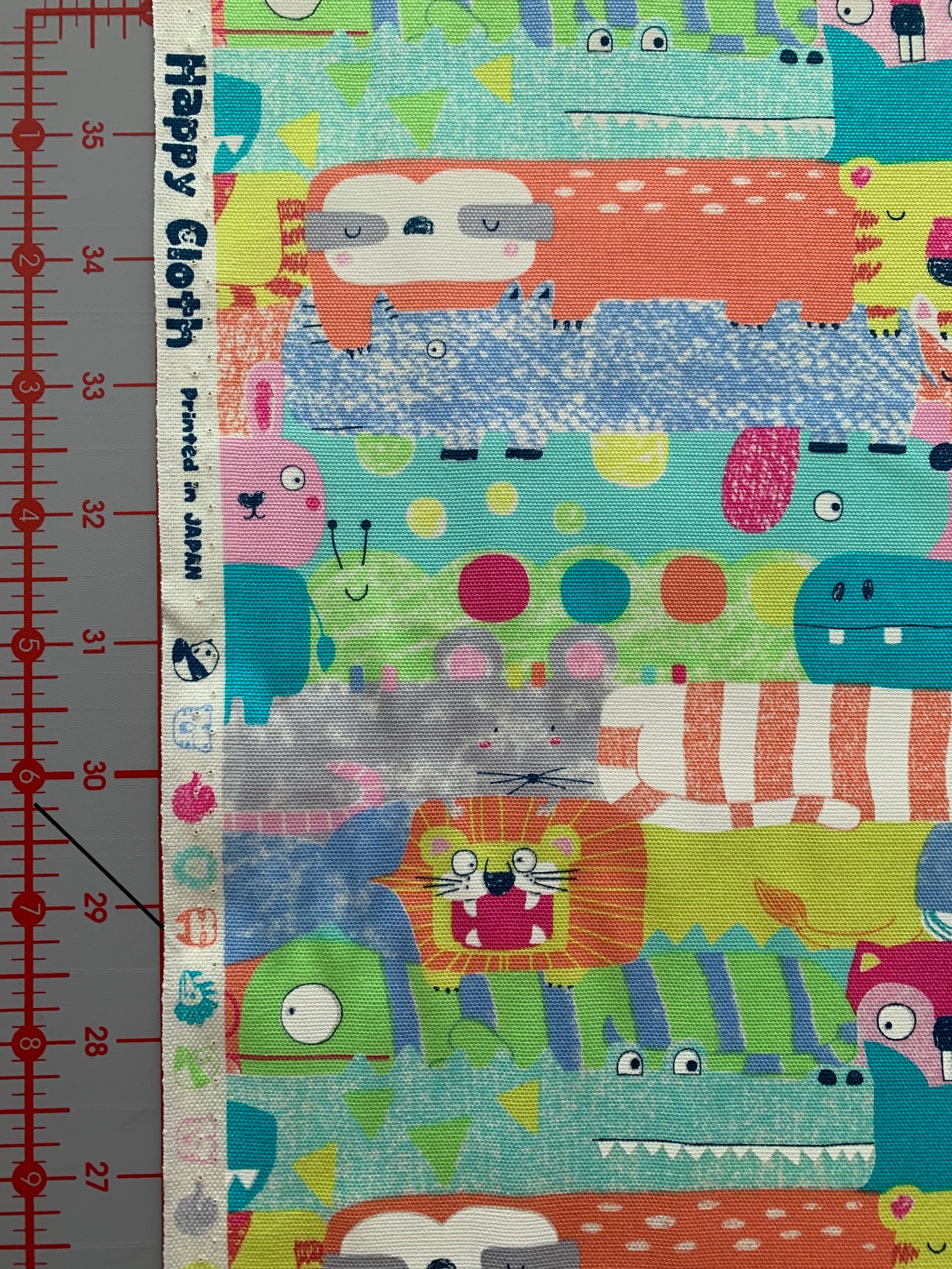 Senyo - SALE Happy Cloth Wild Animals Cotton Oxford - Pastel Rainbow